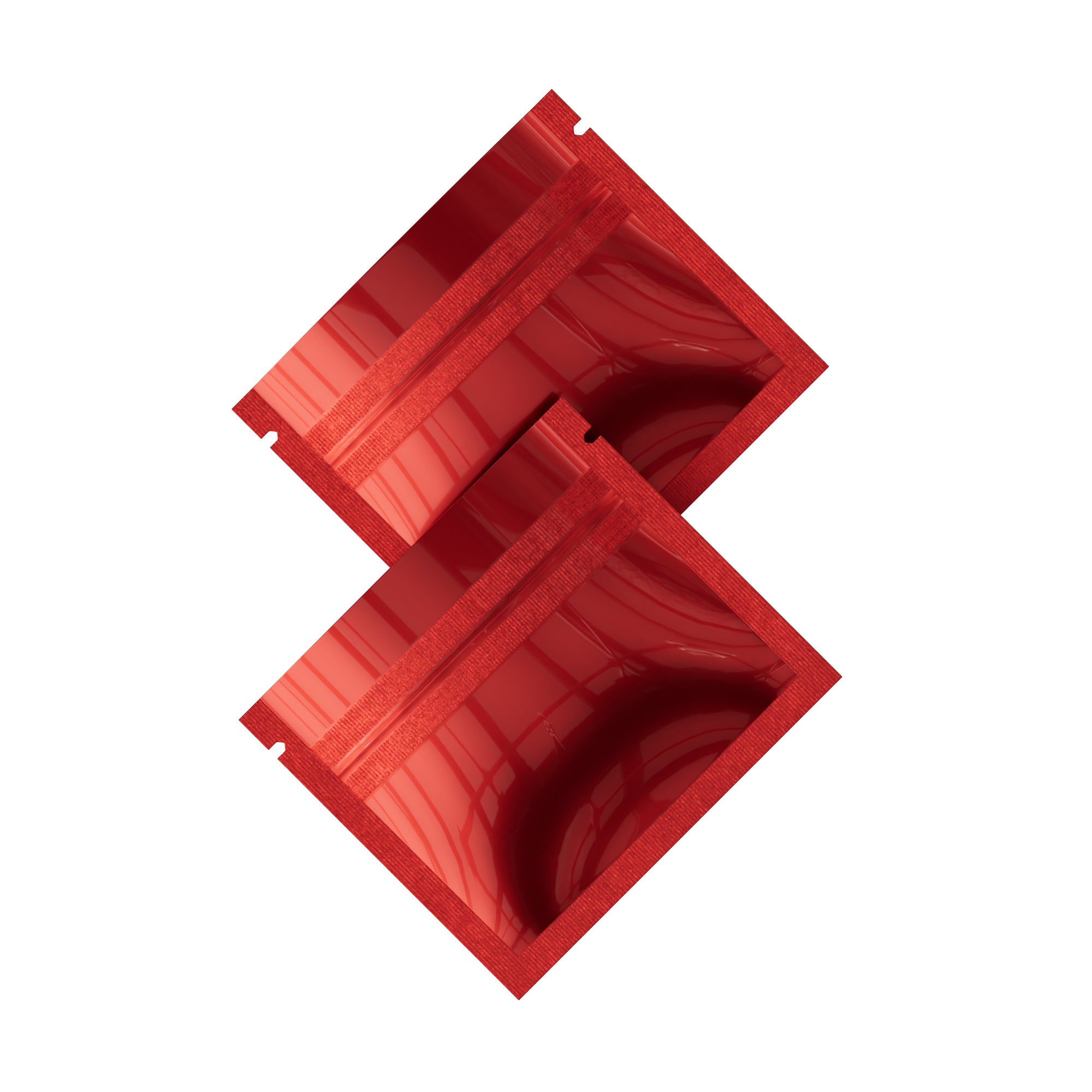 Glossy Double-Sided Heart Red Mini Mylar Foil Smell Proof Flat Zipper Seal Bags