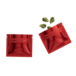 Glossy Double-Sided Heart Red Mini Mylar Foil Smell Proof Flat Zipper Seal Bags