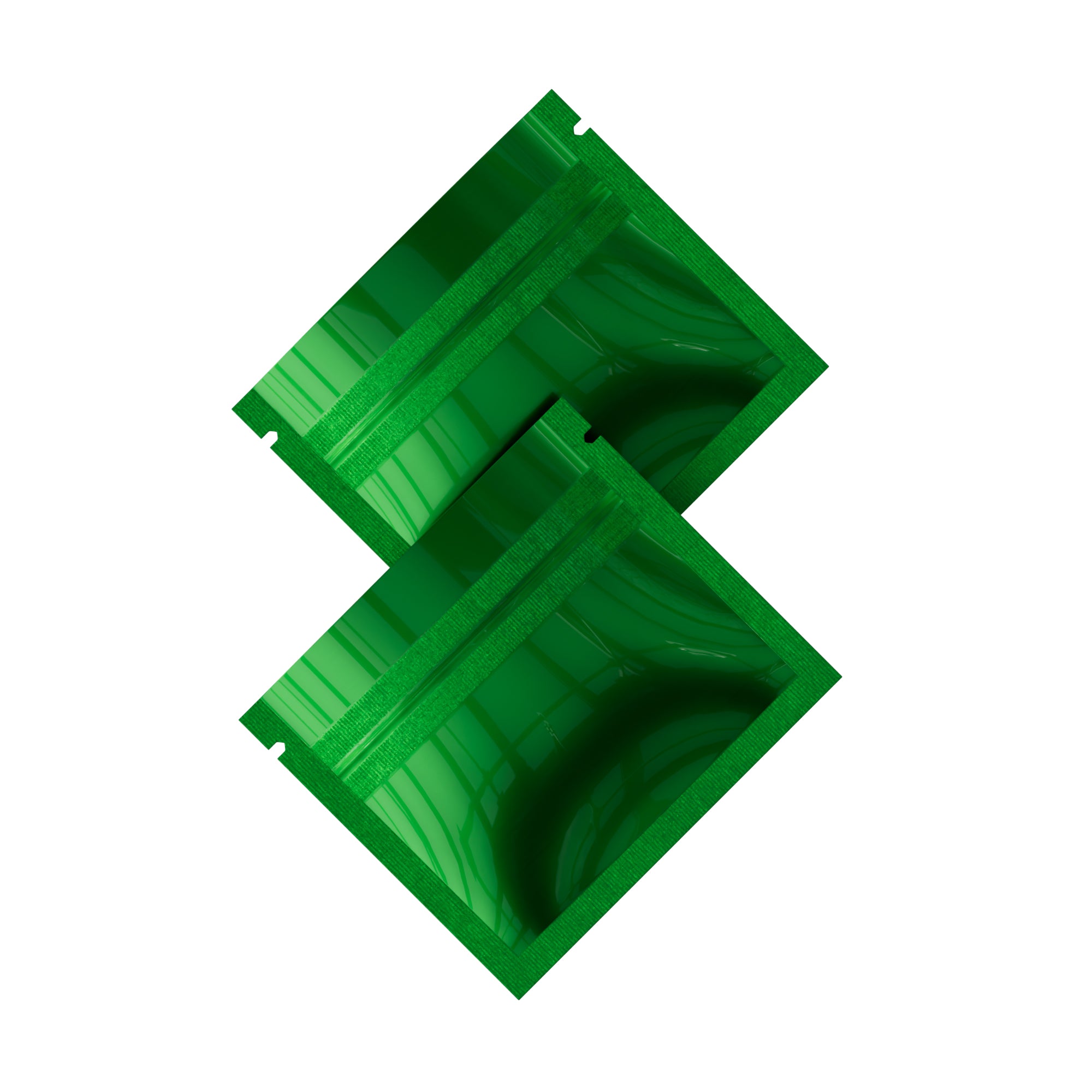 Glossy Double-Sided Forest Green Mini Mylar Foil Smell Proof Flat Zipper Seal Bags