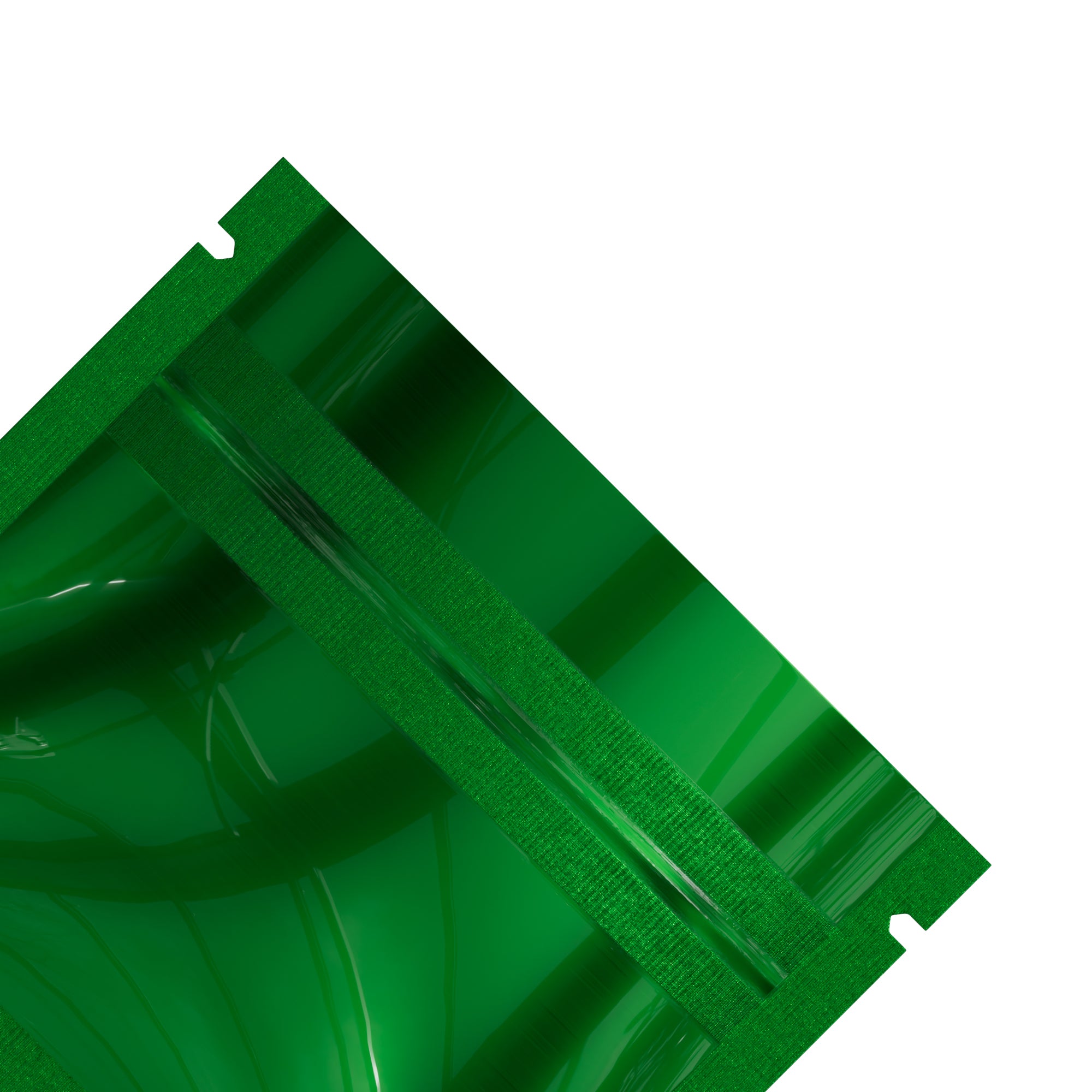 Glossy Double-Sided Forest Green Mini Mylar Foil Smell Proof Flat Zipper Seal Bags