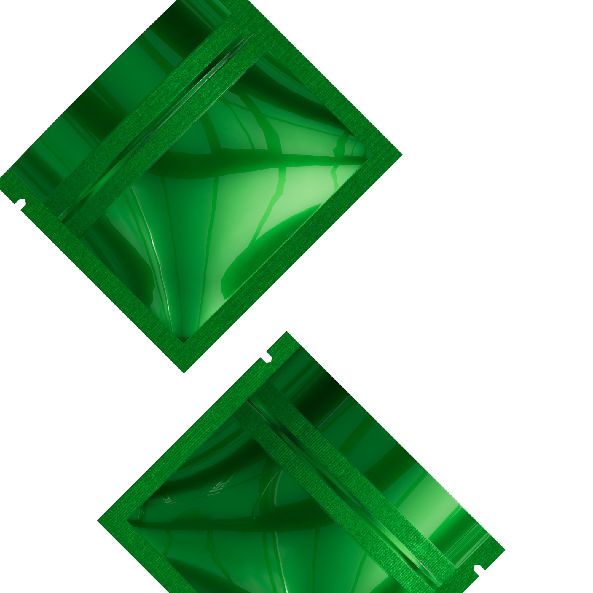 Glossy Double-Sided Forest Green Mini Mylar Foil Smell Proof Flat Zipper Seal Bags