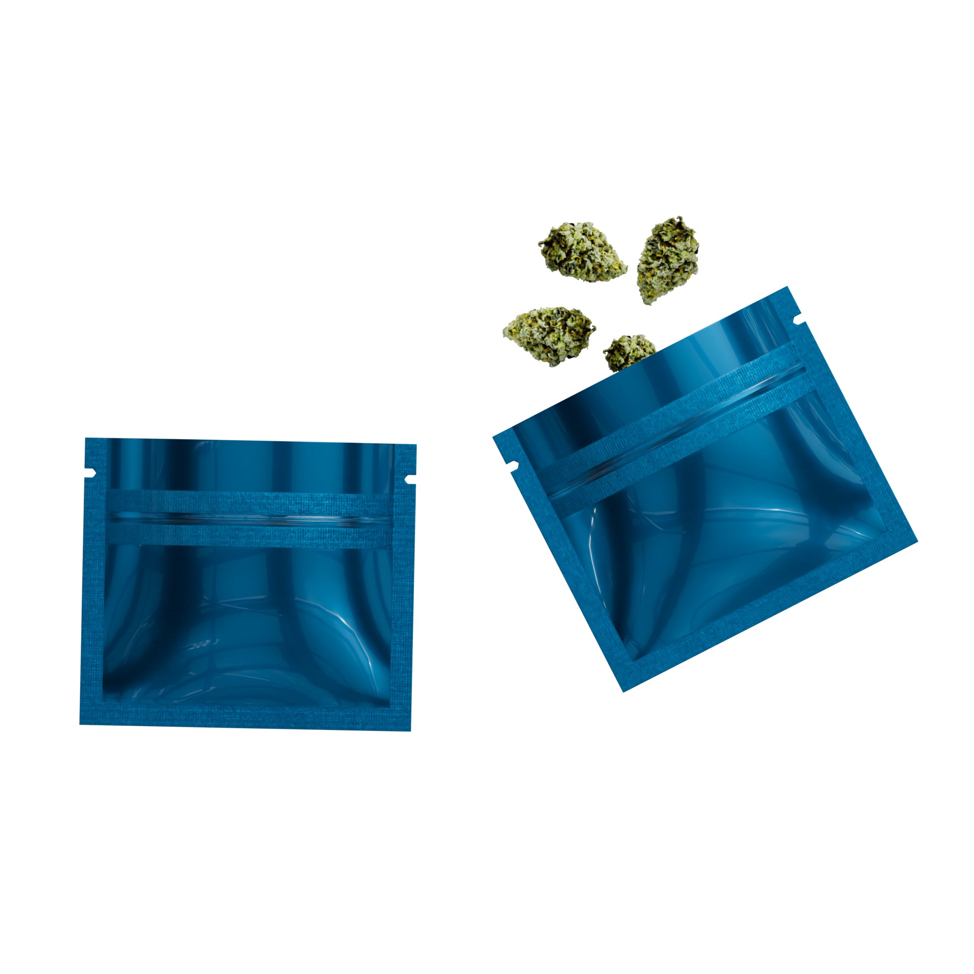 Glossy Double-Sided Lapis Lazuli Blue Mini Mylar Foil Smell Proof Flat Zipper Seal Bags