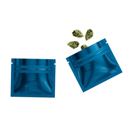 Glossy Double-Sided Lapis Lazuli Blue Mini Mylar Foil Smell Proof Flat Zipper Seal Bags