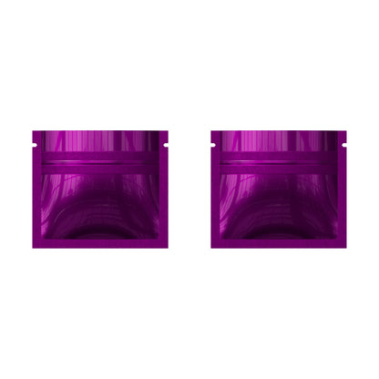 Glossy Double-Sided Deep Fuchsia Purple Mini Mylar Foil Smell Proof Flat Zipper Seal Bags