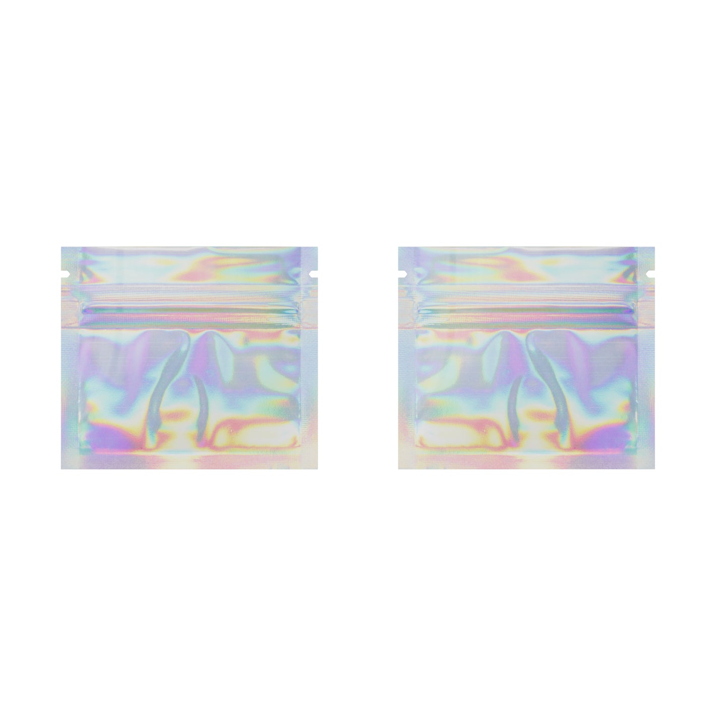 Glossy Double-Sided Diamond Holographic Mini Mylar Foil Smell Proof Flat Zipper Seal Bags