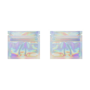 Glossy Double-Sided Diamond Holographic Mini Mylar Foil Smell Proof Flat Zipper Seal Bags