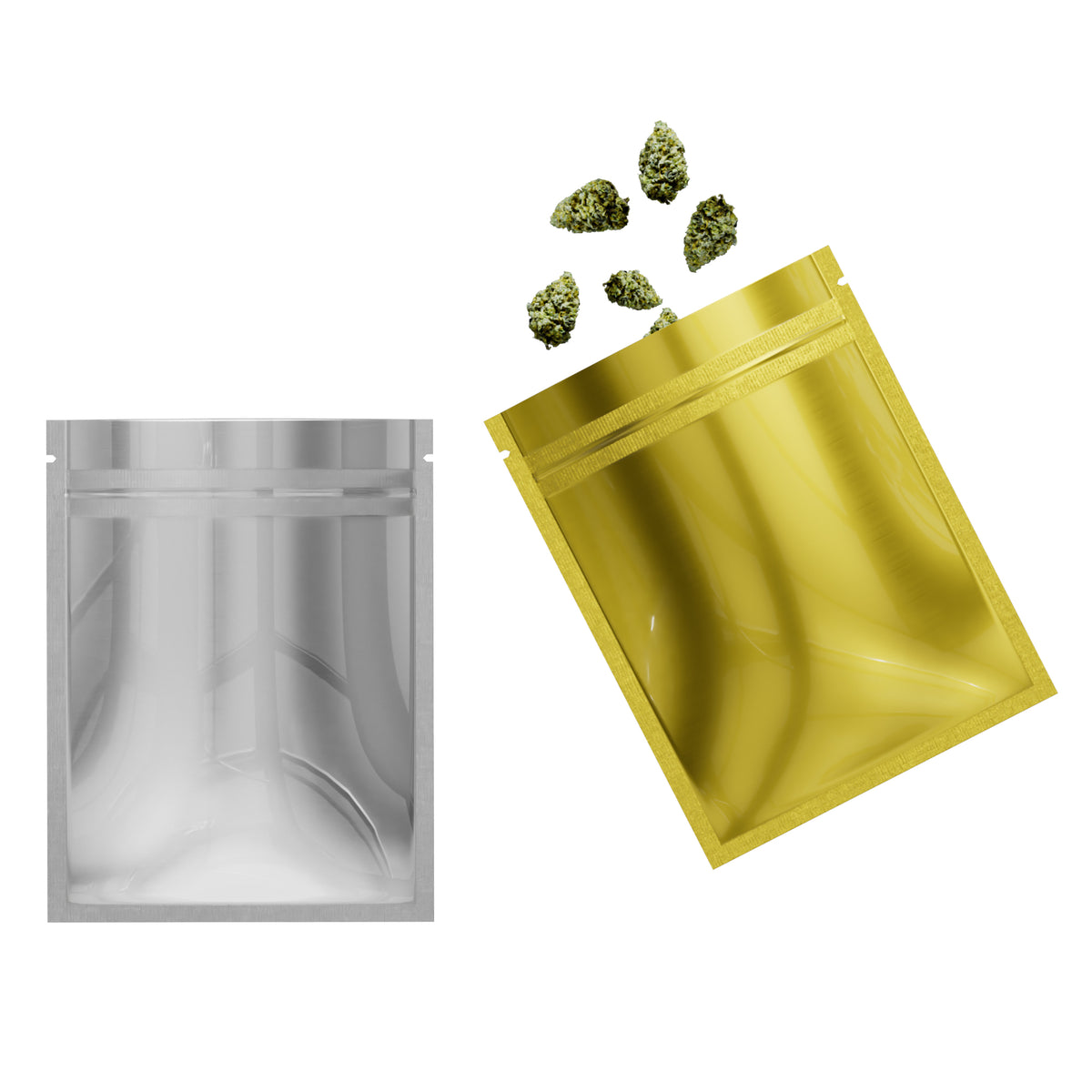 Single-Sided Glossy Gold Rush Mylar Foil Smell Proof Flat Zipper Seal Bags