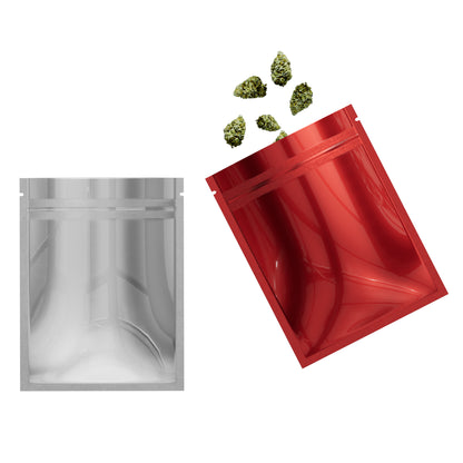 Single-Sided Glossy Heart Red Mylar Foil Smell Proof Flat Zipper Seal Bags