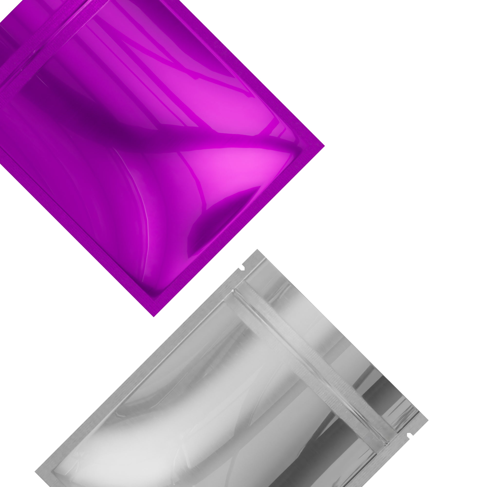 Single-Sided Glossy Deep Fuchsia Purple Mylar Foil Smell Proof Flat Zipper Seal Bags