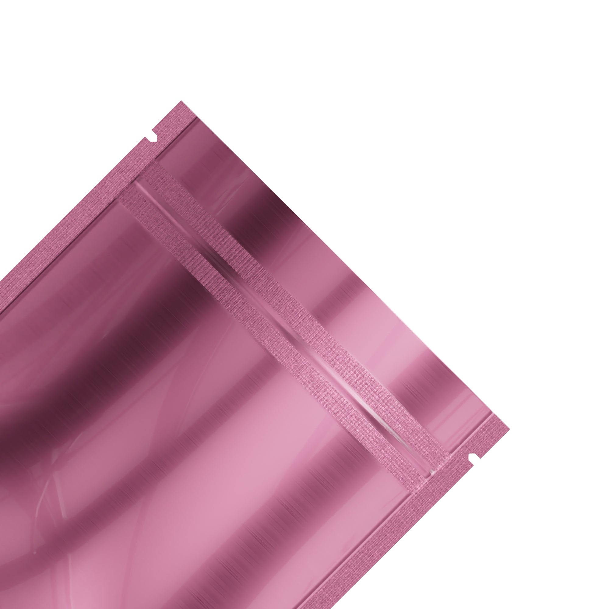 Single-Sided Glossy Muted Pink Mylar Foil Smell Proof Flat Zipper Seal Bags
