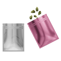 Single-Sided Glossy Muted Pink Mylar Foil Smell Proof Flat Zipper Seal Bags