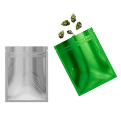 Single-Sided Glossy Forest Green Mylar Foil Smell Proof Flat Zipper Seal Bags