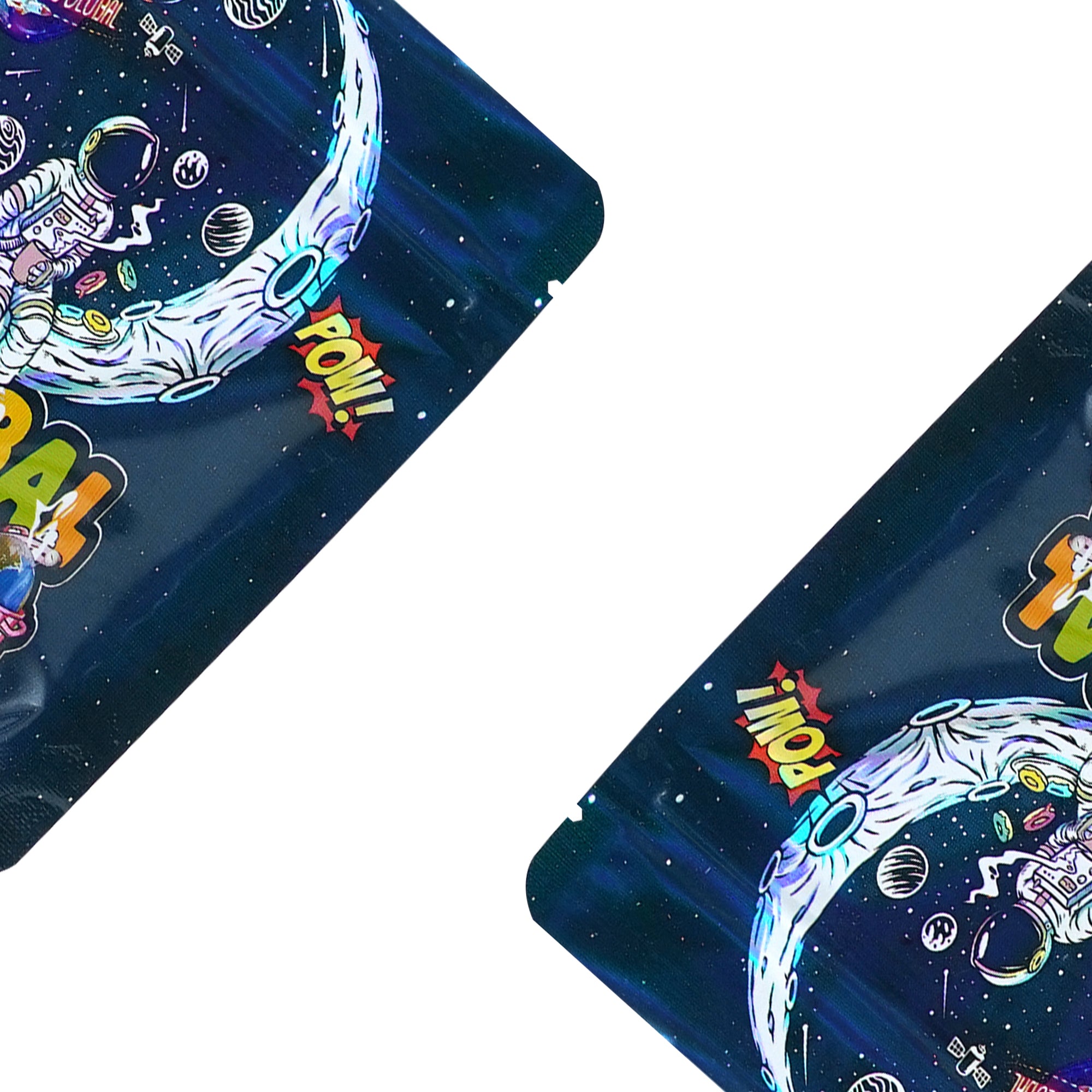 Holographic Astronaut Smell Proof Metallized Foil Stand Strong® Bags with Matching Box 3.5g
