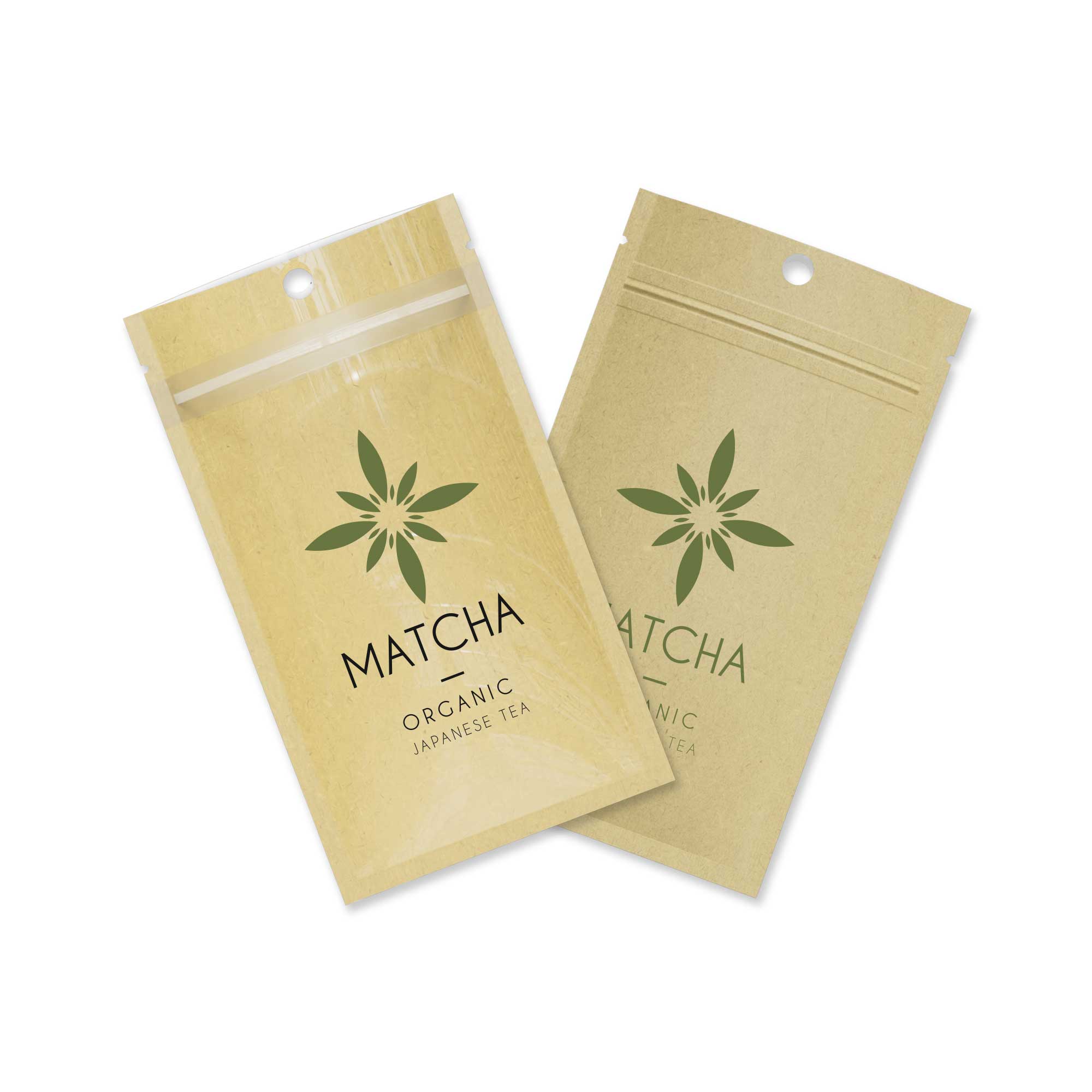 Customizable Glossy Half Clear Krafty Brown Flat Zipper Seal Bags with Hang Hole (Basic Printing)