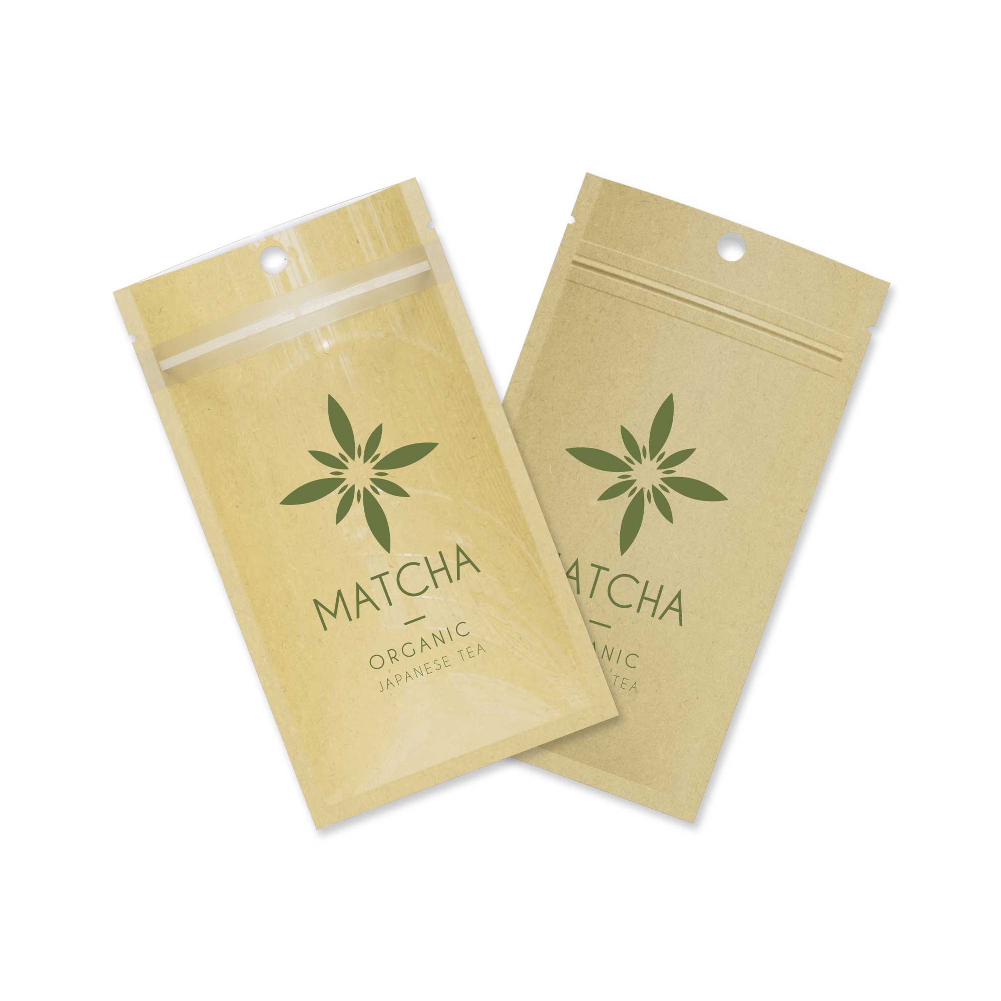 Customizable Glossy Half Clear Krafty Brown Flat Zipper Seal Bags with Hang Hole (Basic Printing)