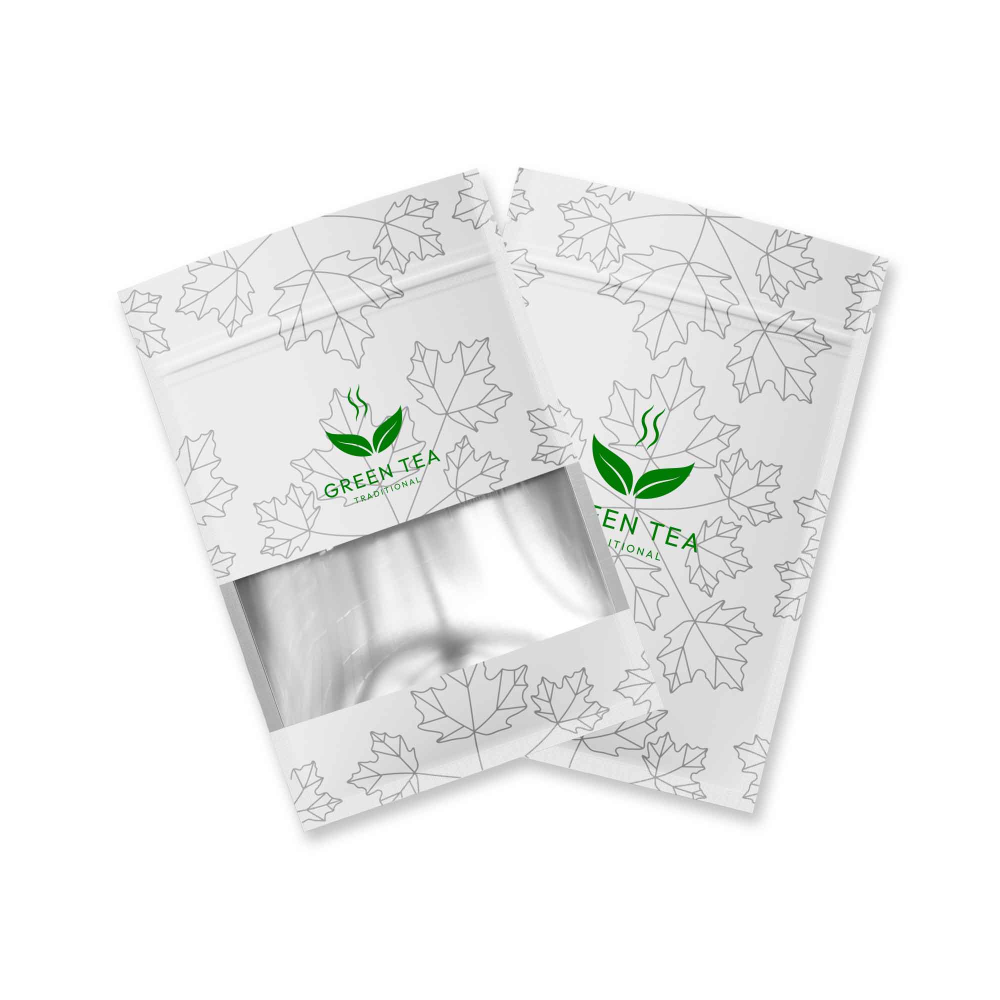 Customizable Matte Frosted Window Maple Leaves Design Aluminum Flat Zipper Seal Bags (Basic Printing)