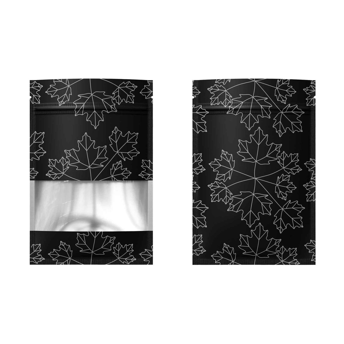 Customizable Matte Frosted Window Maple Leaves Design Aluminum Flat Zipper Seal Bags (Basic Printing)