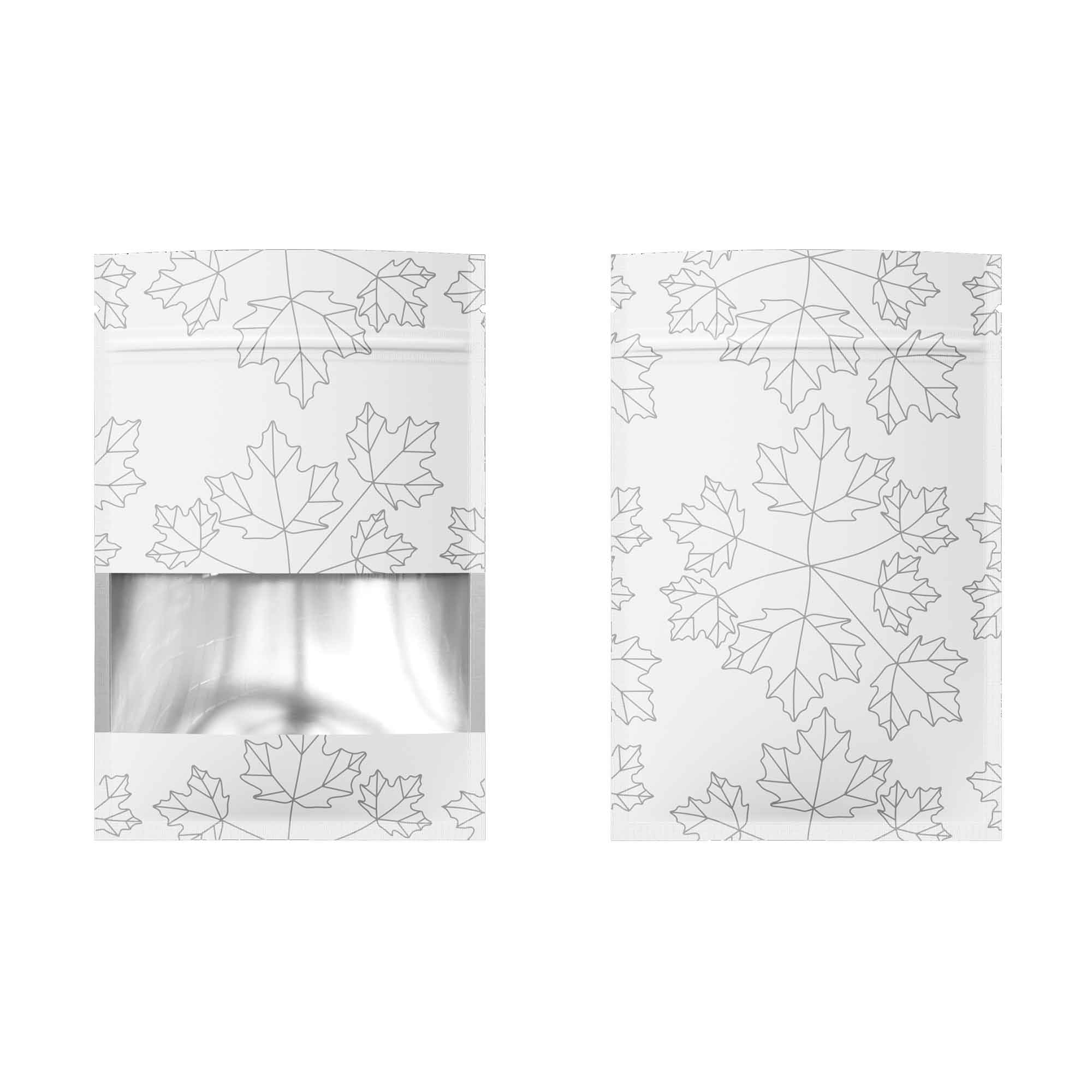 Customizable Matte Frosted Window Maple Leaves Design Aluminum Flat Zipper Seal Bags (Basic Printing)