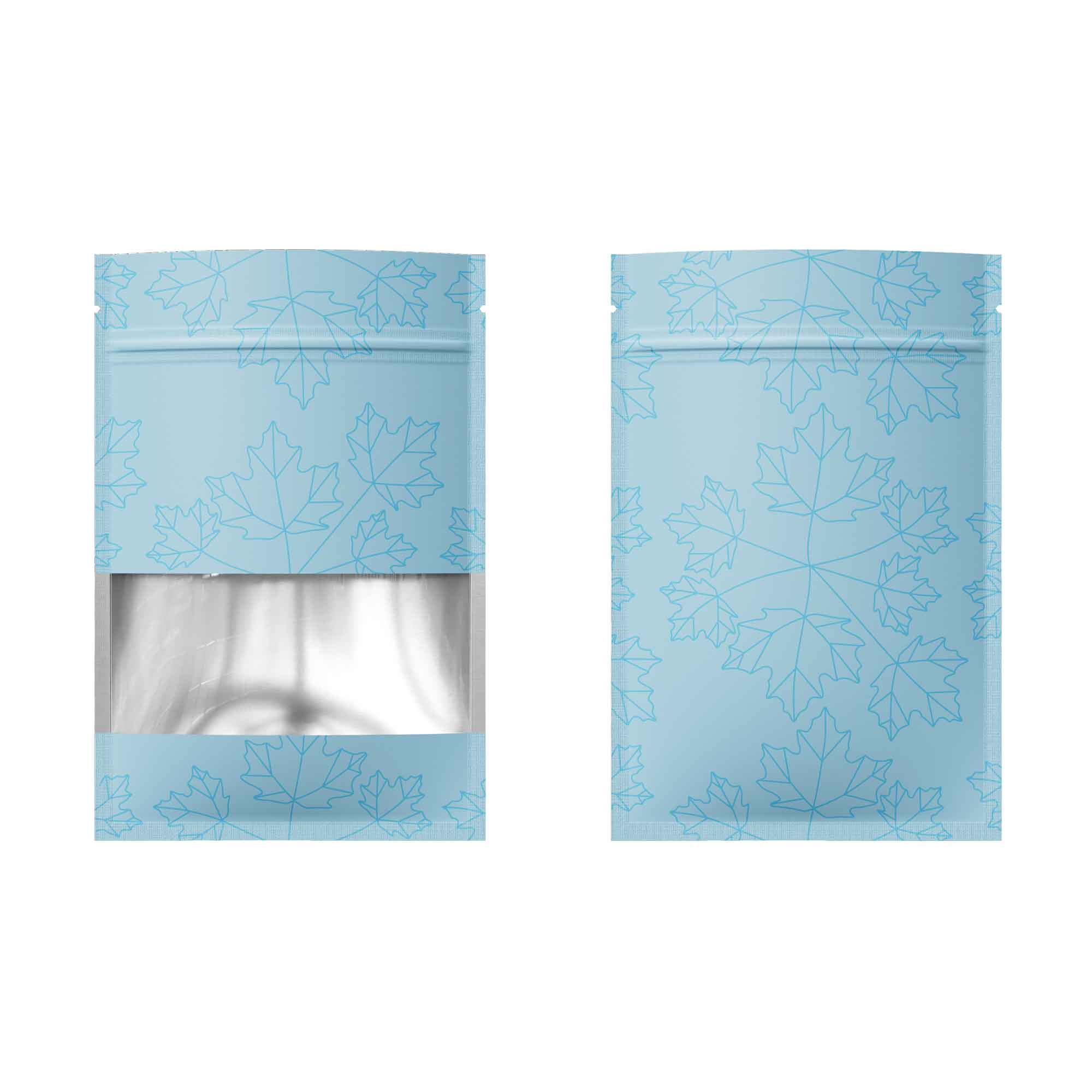 Customizable Matte Frosted Window Maple Leaves Design Aluminum Flat Zipper Seal Bags (Basic Printing)