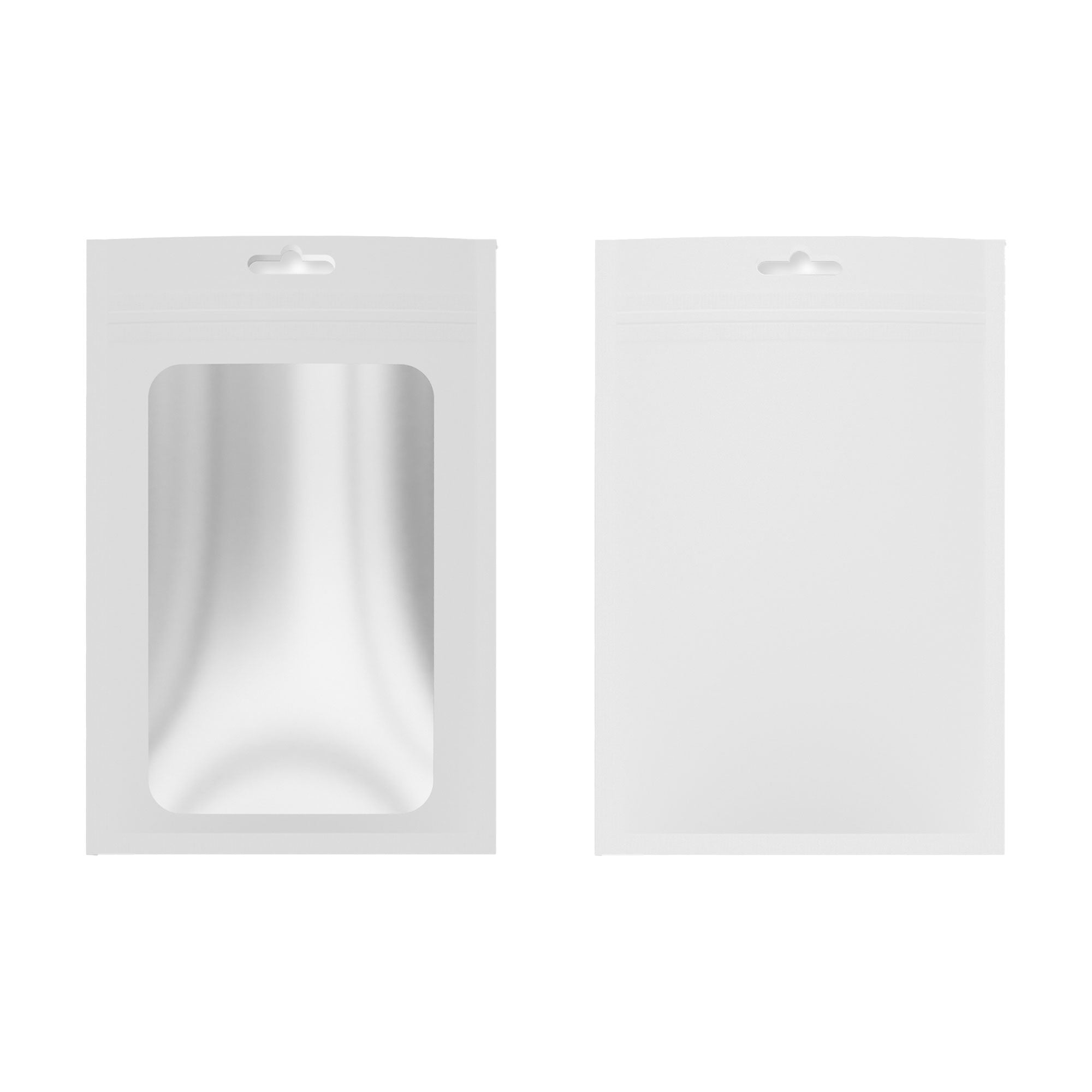 Customizable Matte Mylar Foil Flat Zipper Seal Bags with Translucent Border & Butterfly Hang Hole (Full Customization)