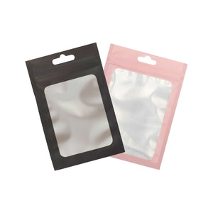 2.76 Inch x 3.94 Inch Matte Mylar Foil Flat Zipper Seal Bags with Translucent Window & Butterfly Hang Hole