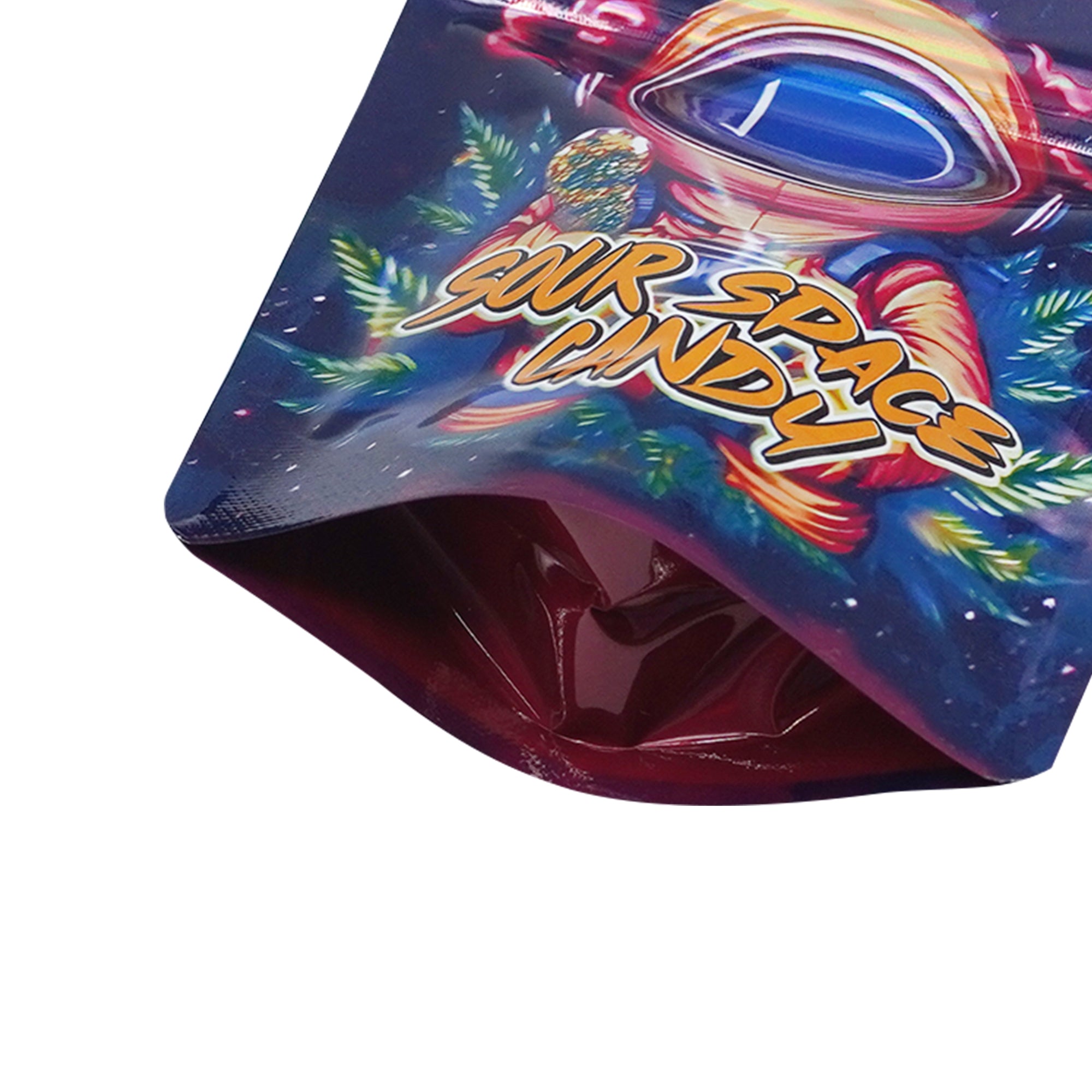 Holographic Space Candy Smell Proof Metallized Foil Stand Strong® Bags with Matching Box 3.5g