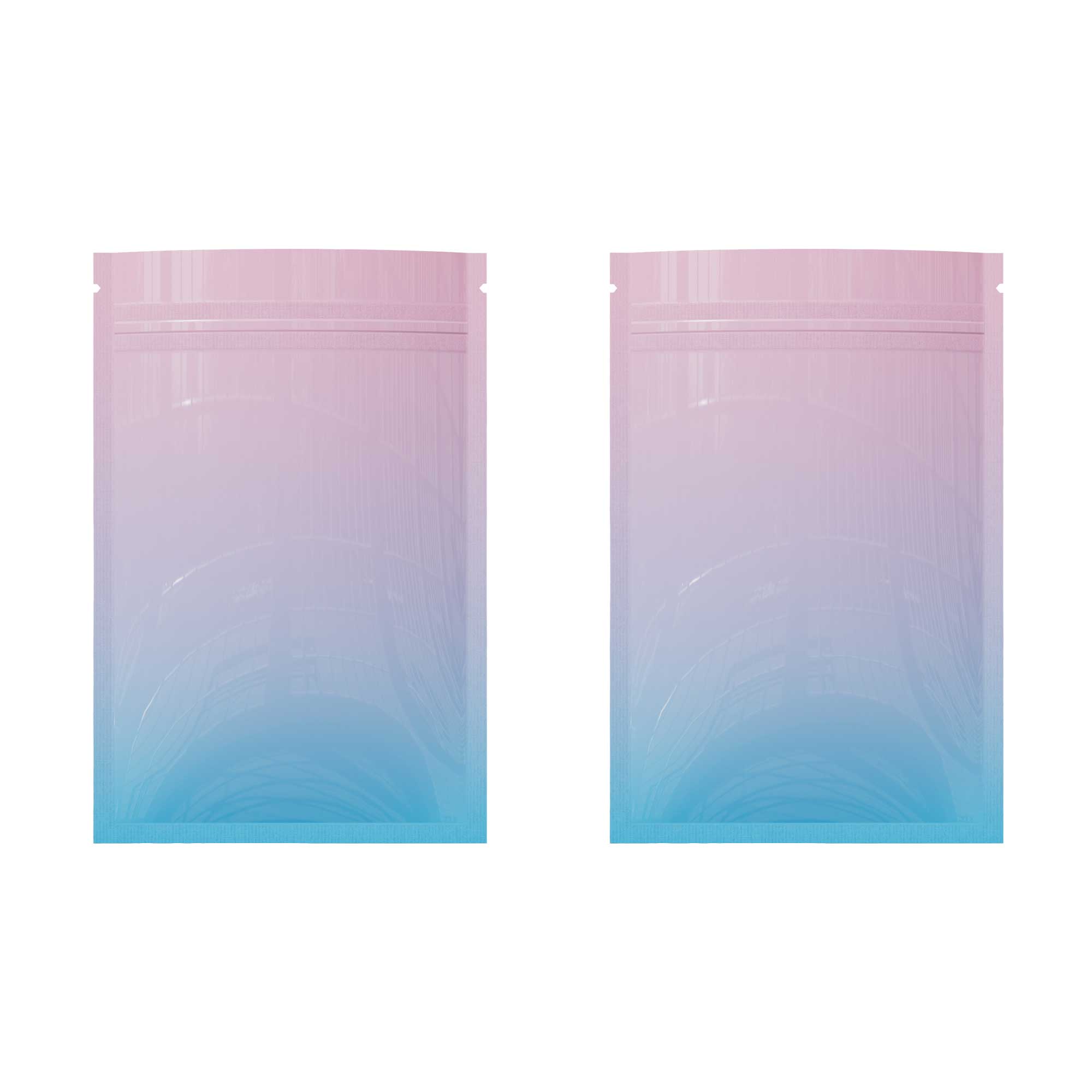 Customizable Glossy Double-Sided Two-Tone Ombre Gradient Mylar Flat Zipper Seal Bags (Basic Printing)