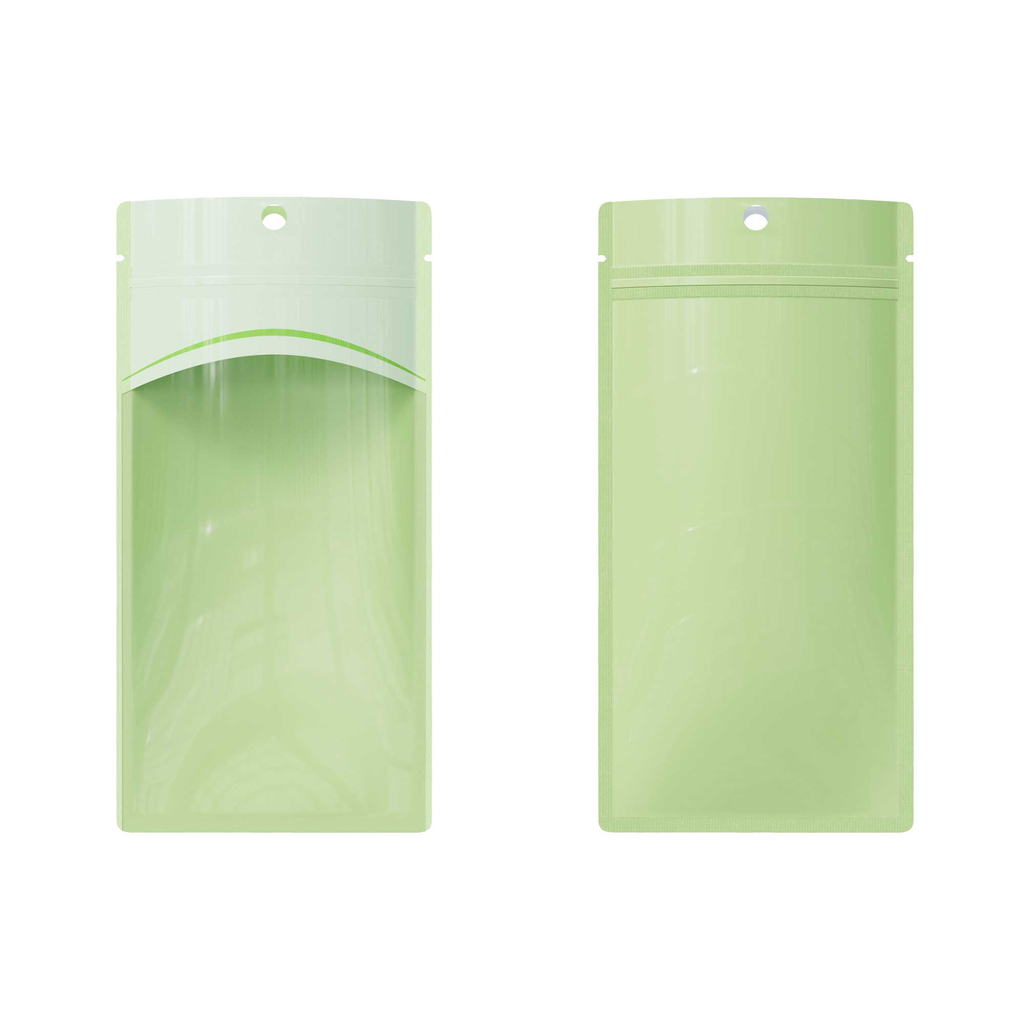 Customizable Glossy Transparent Bordered Window Design Plastic Zipper Seal Bags with Hang Hole (Basic Printing)