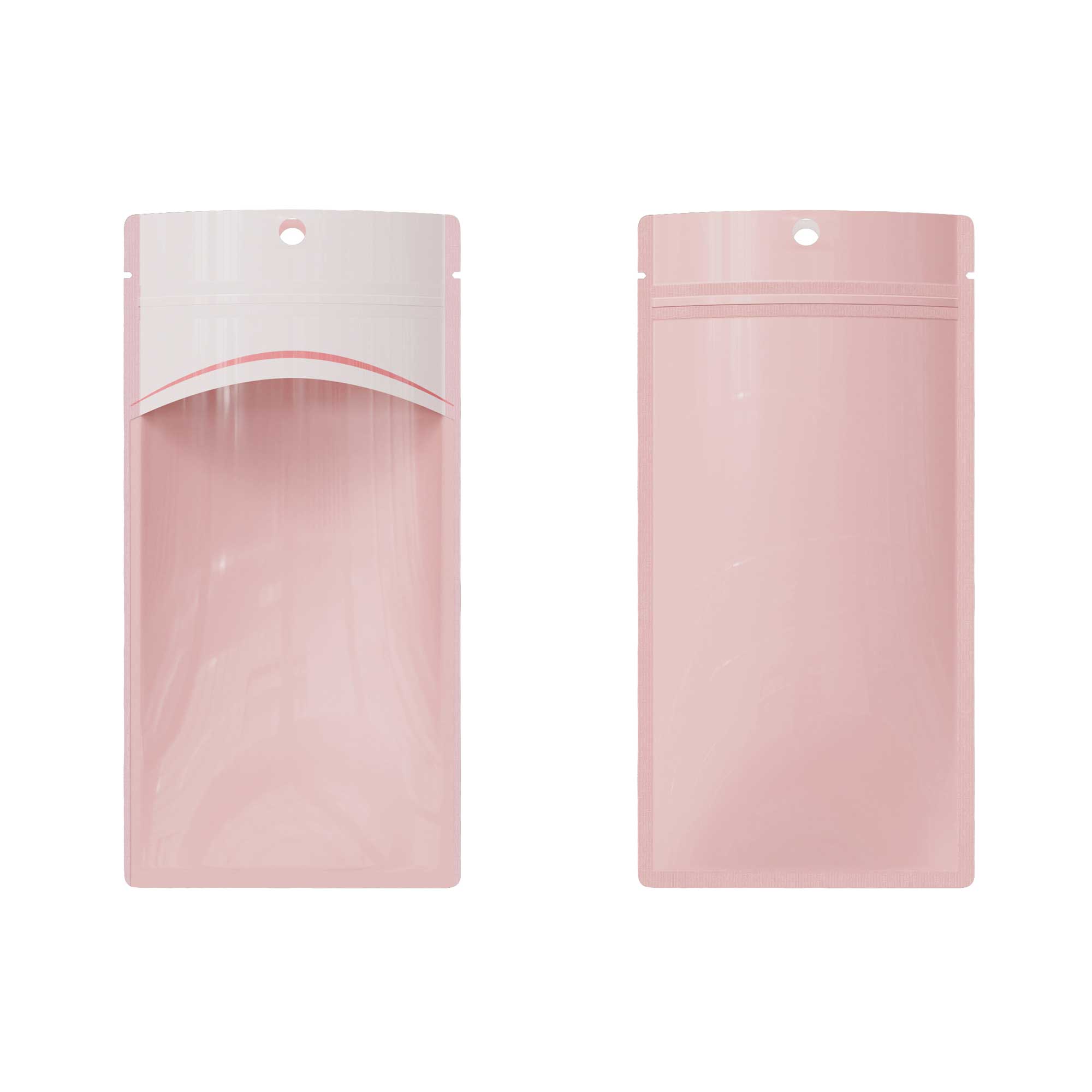 Customizable Glossy Transparent Bordered Window Design Plastic Zipper Seal Bags with Hang Hole (Basic Printing)