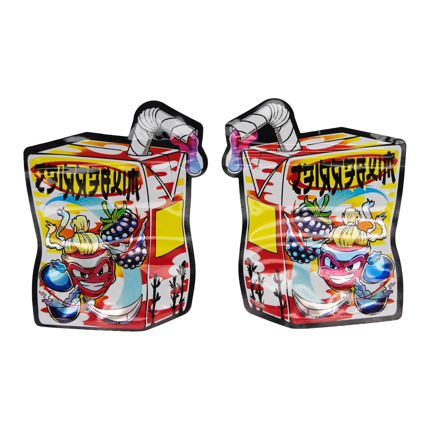 Flat Zipper Seal – Holographic Die Cut Juice Box Smell Proof Mylar Foil