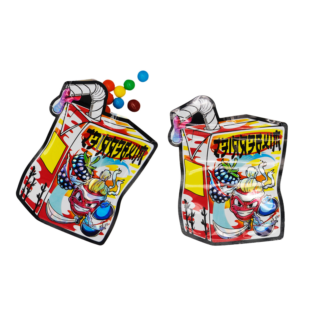 Flat Zipper Seal – Holographic Die Cut Juice Box Smell Proof Mylar Foil