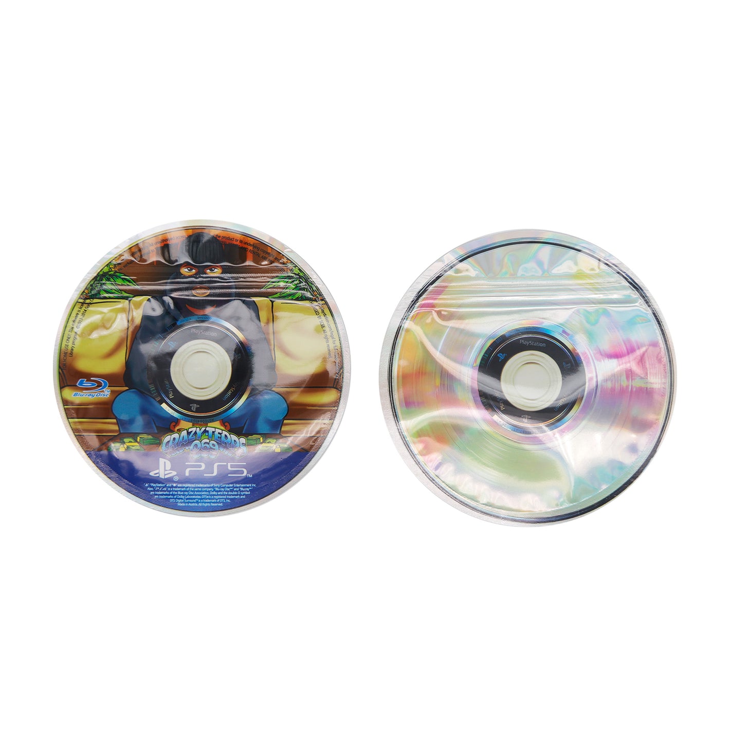 Flat Zipper Seal Bags – Holographic Video Game Die Cut Disc Smell Proof Mylar Foil