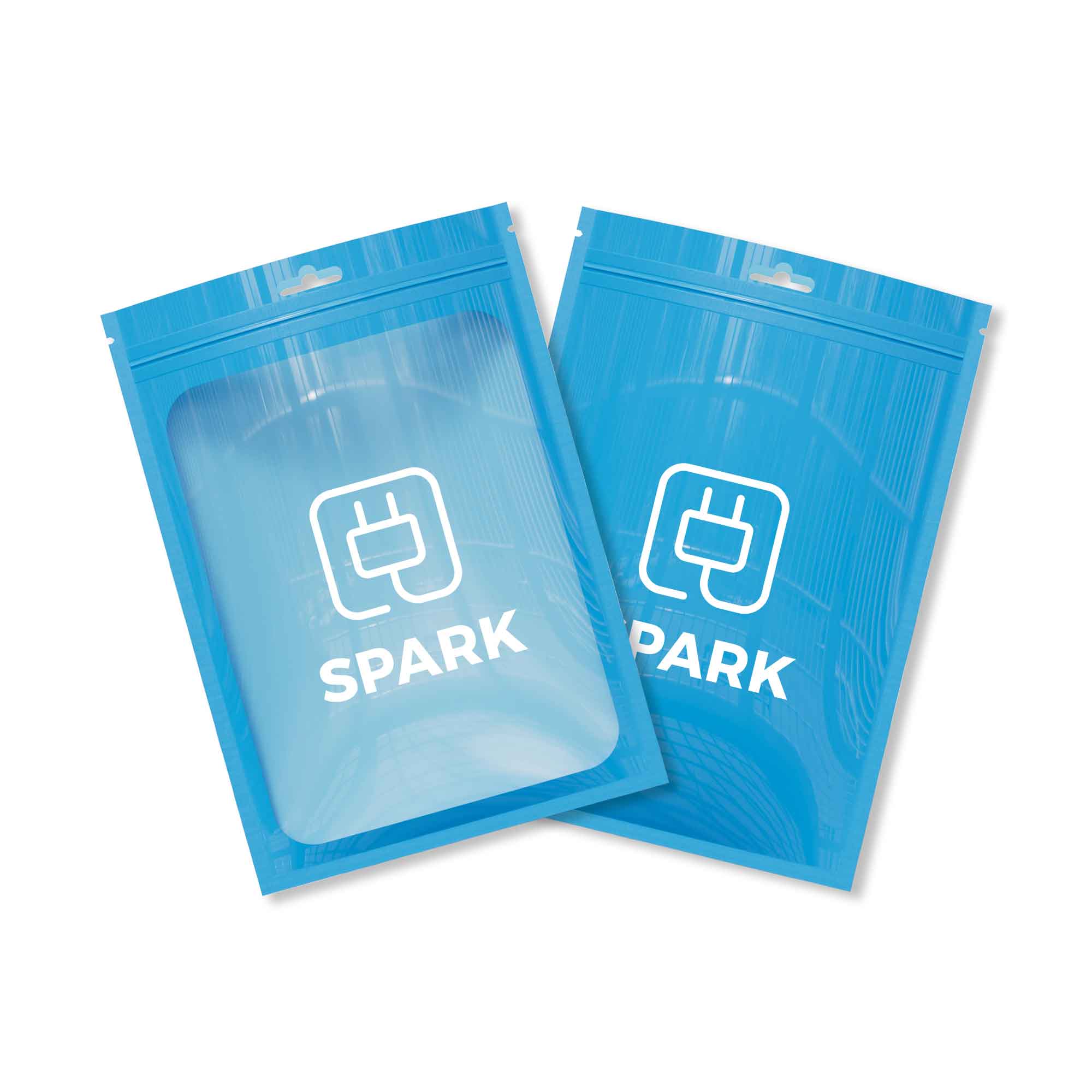 Customizable Glossy Bordered Clear Window Zipper Seal Packaging Bags with Butterfly Hang Hole (Basic Printing)