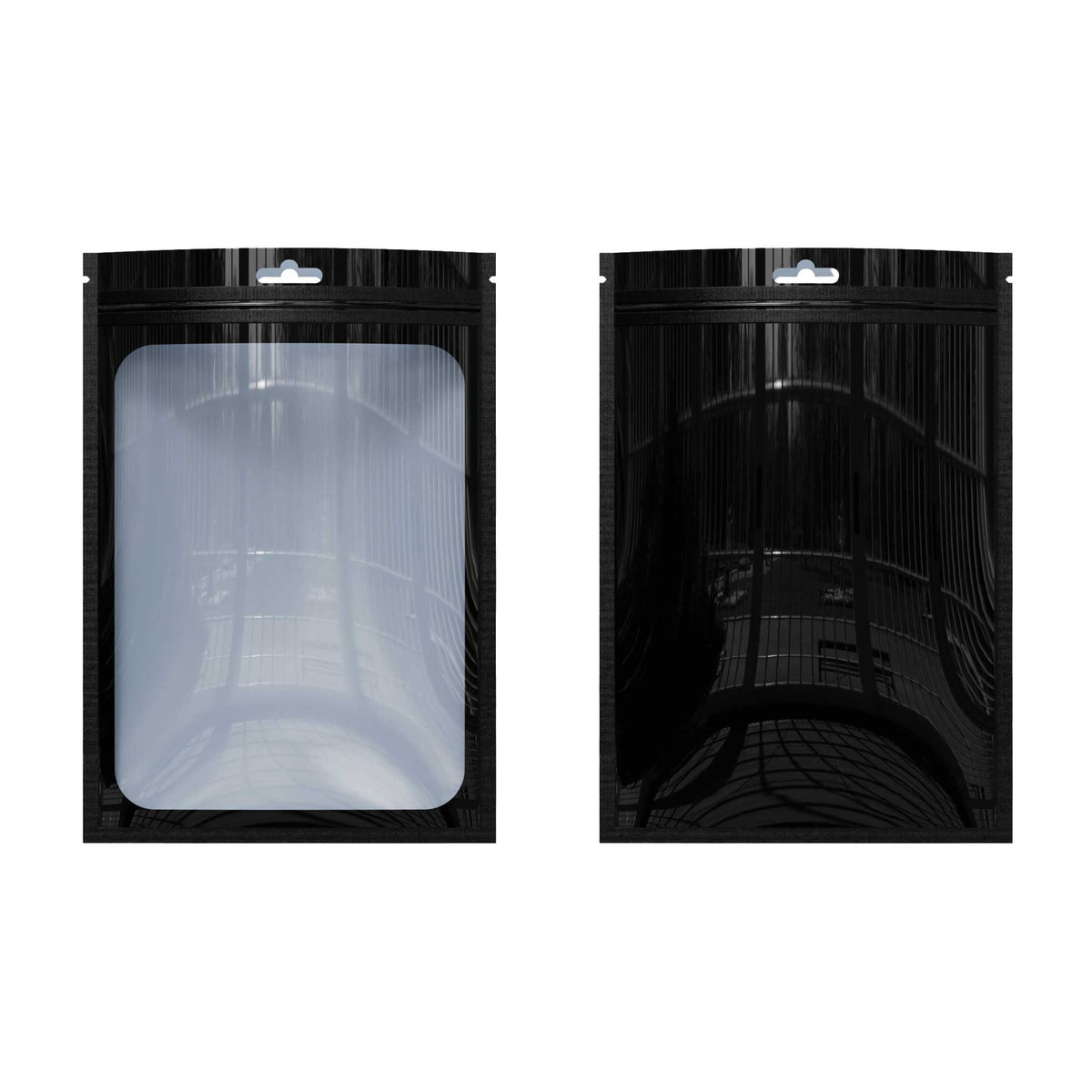 Customizable Glossy Bordered Clear Window Zipper Seal Packaging Bags with Butterfly Hang Hole (Basic Printing)