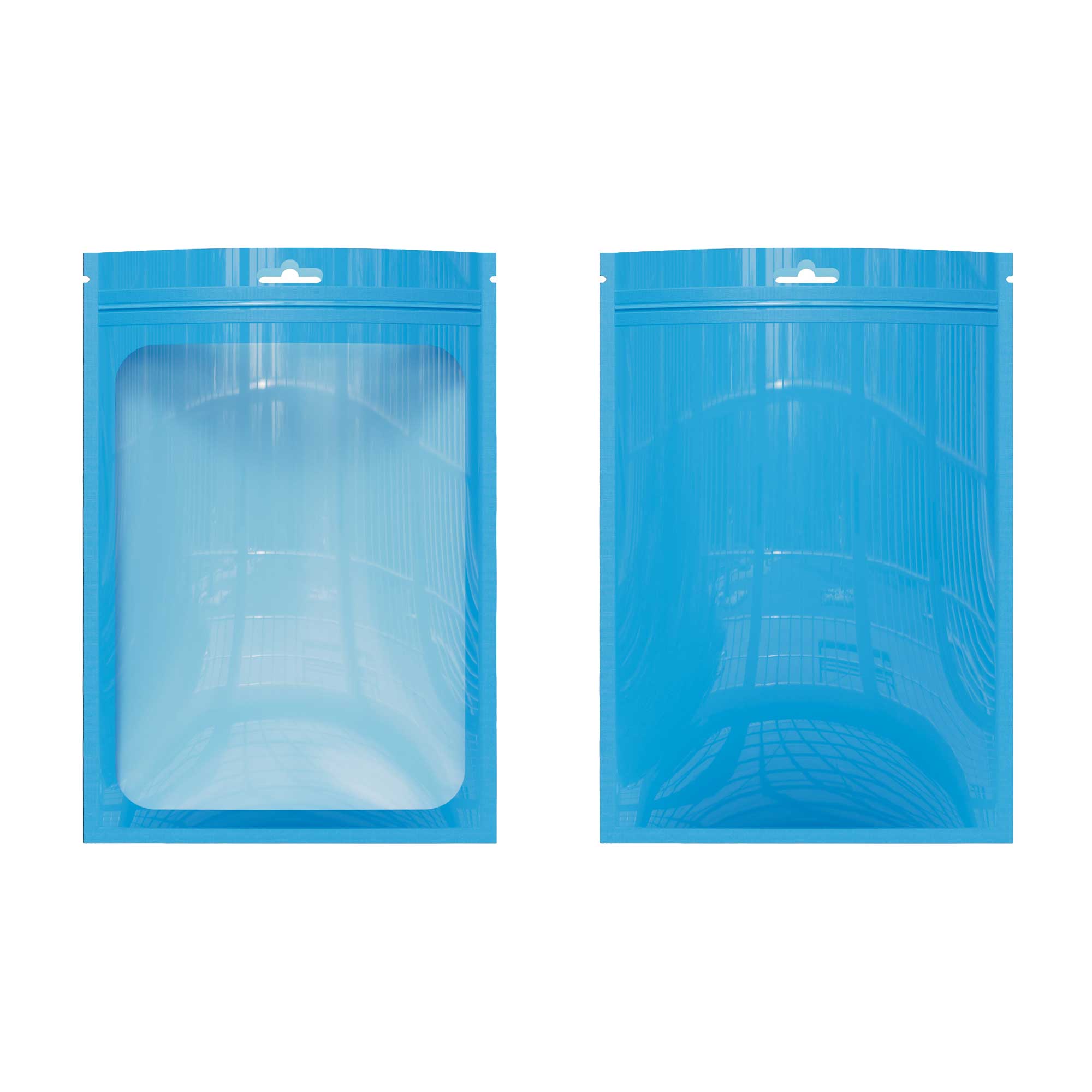 Customizable Glossy Bordered Clear Window Zipper Seal Packaging Bags with Butterfly Hang Hole (Basic Printing)