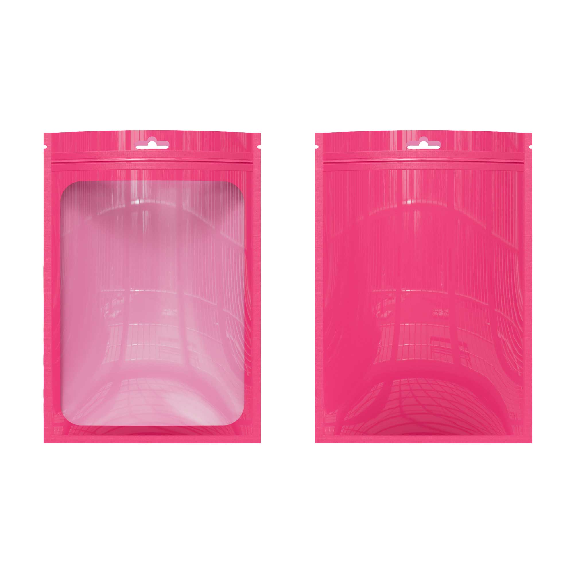 Customizable Glossy Bordered Clear Window Zipper Seal Packaging Bags with Butterfly Hang Hole (Basic Printing)