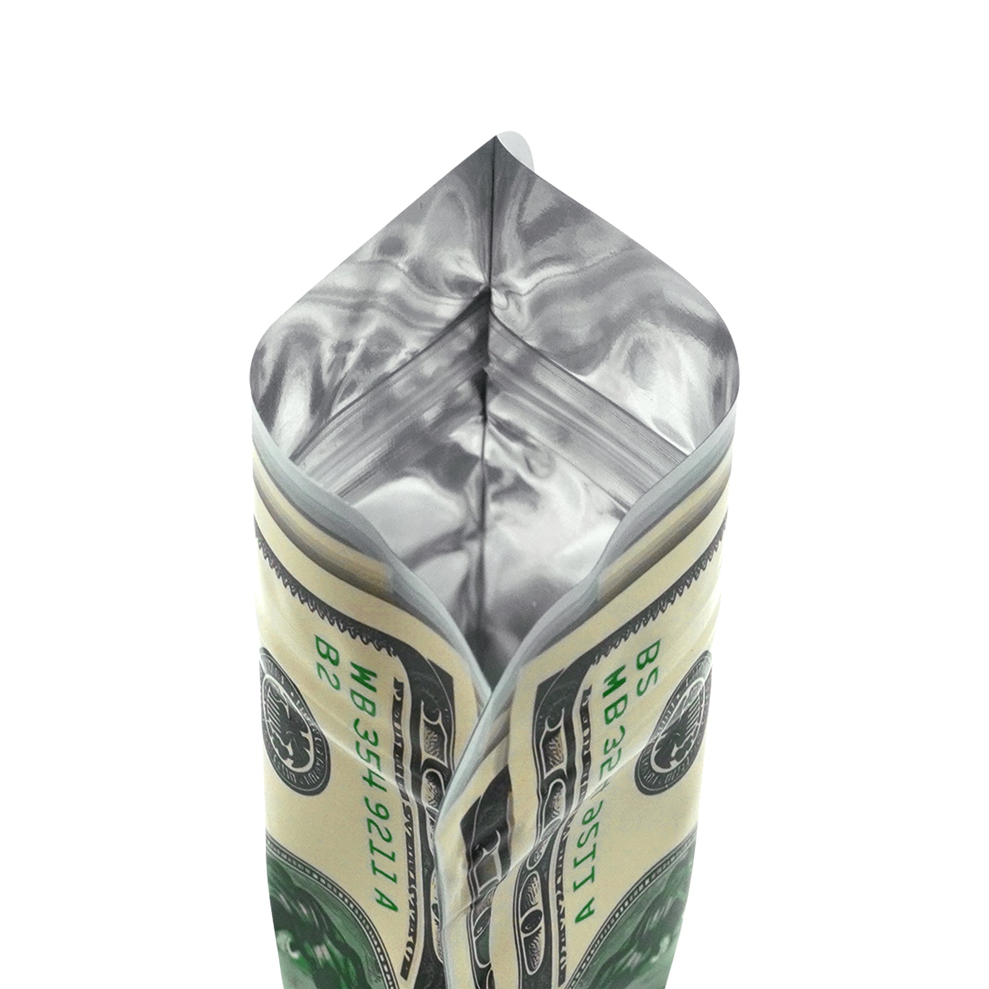 Matte Currency Die Cut Smell Proof Mylar Foil Flat Zipper Seal Bags