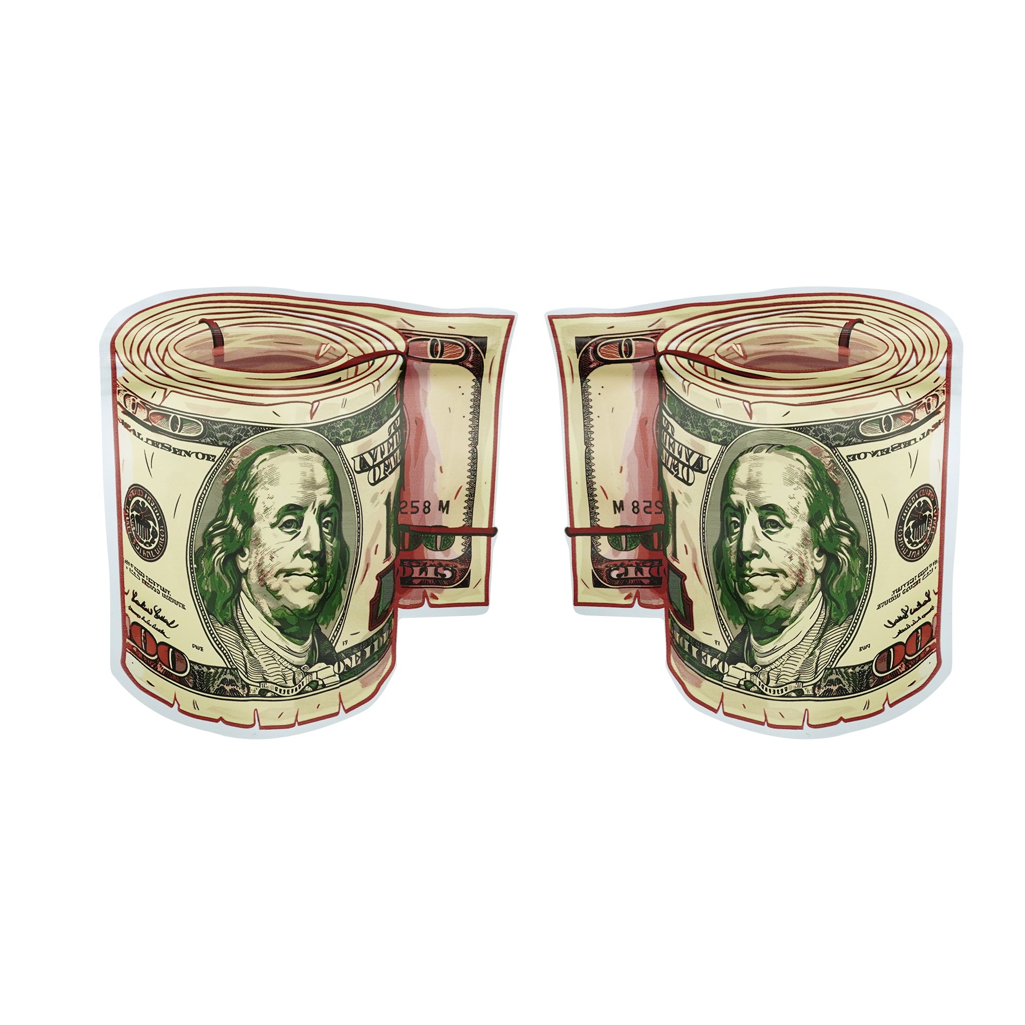 Matte Currency Die Cut Smell Proof Mylar Foil Flat Zipper Seal Bags