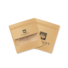 Customizable Krafty Brown Flat Zipper Seal Bag with Center Bar Window (Basic Printing)