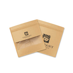 Customizable Krafty Brown Flat Zipper Seal Bag with Center Bar Window (Basic Printing)
