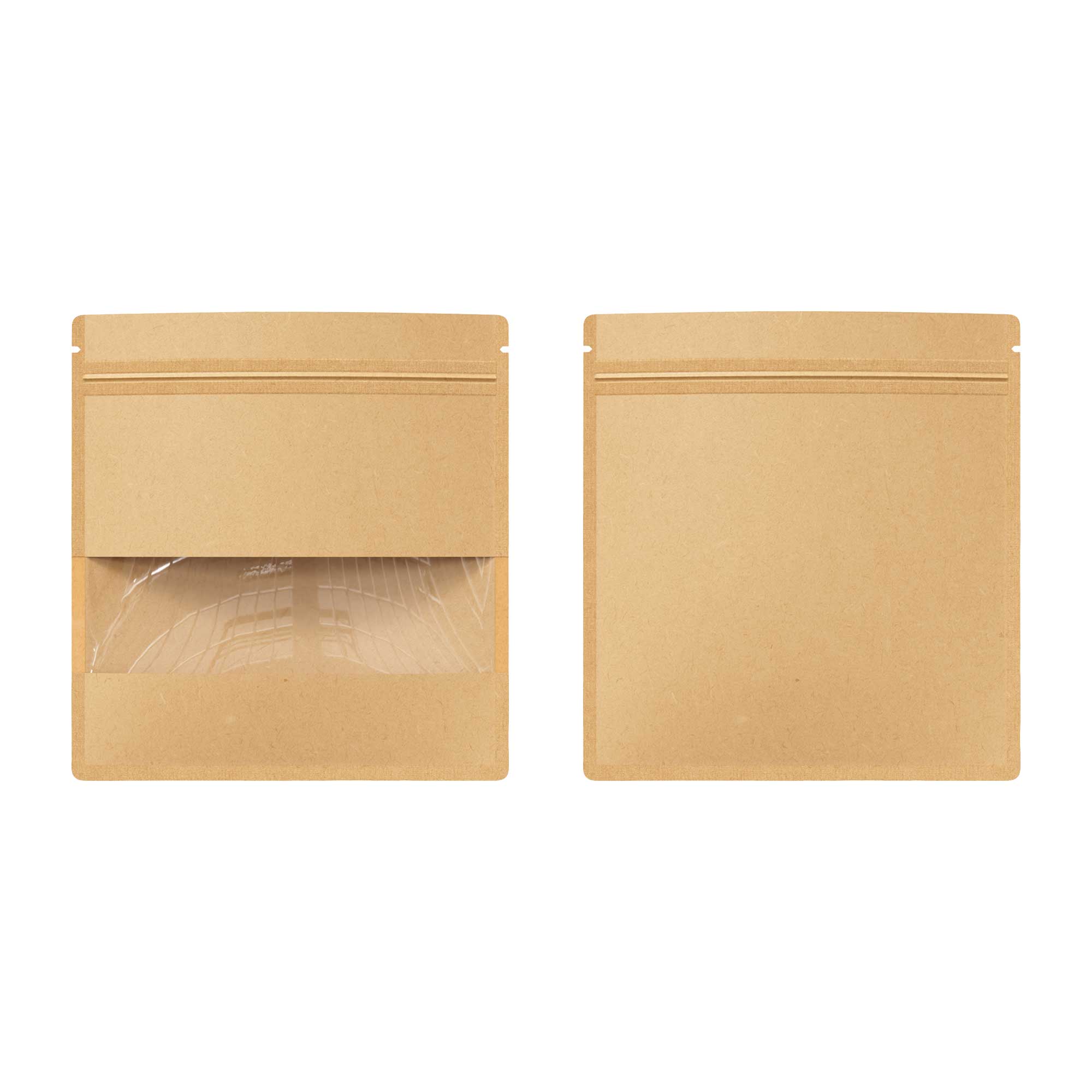 Customizable Krafty Brown Flat Zipper Seal Bag with Center Bar Window (Basic Printing)