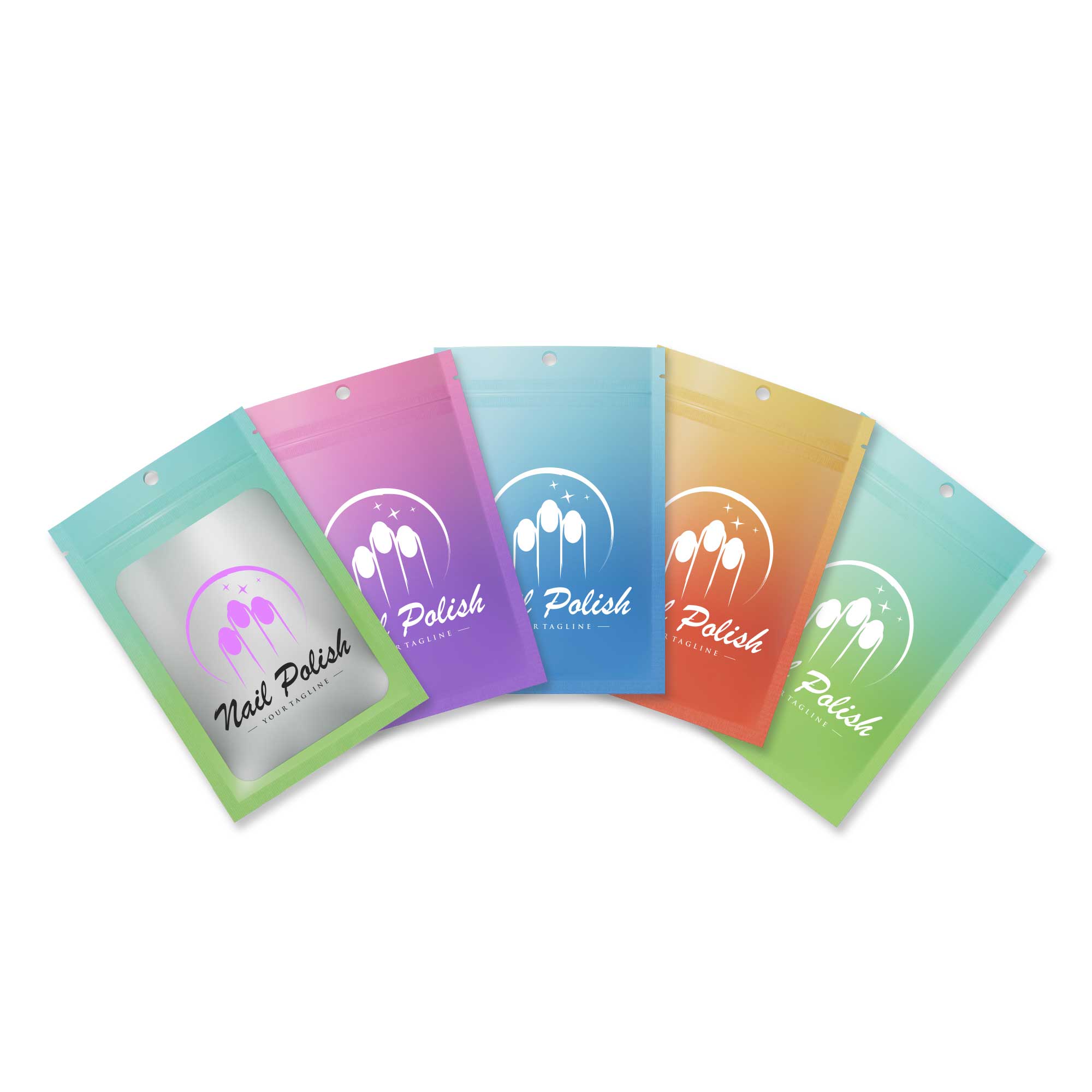 Customizable Matte Gradient Flat Zipper Seal Bags with Translucent Window and Hang Hole (Basic Printing)