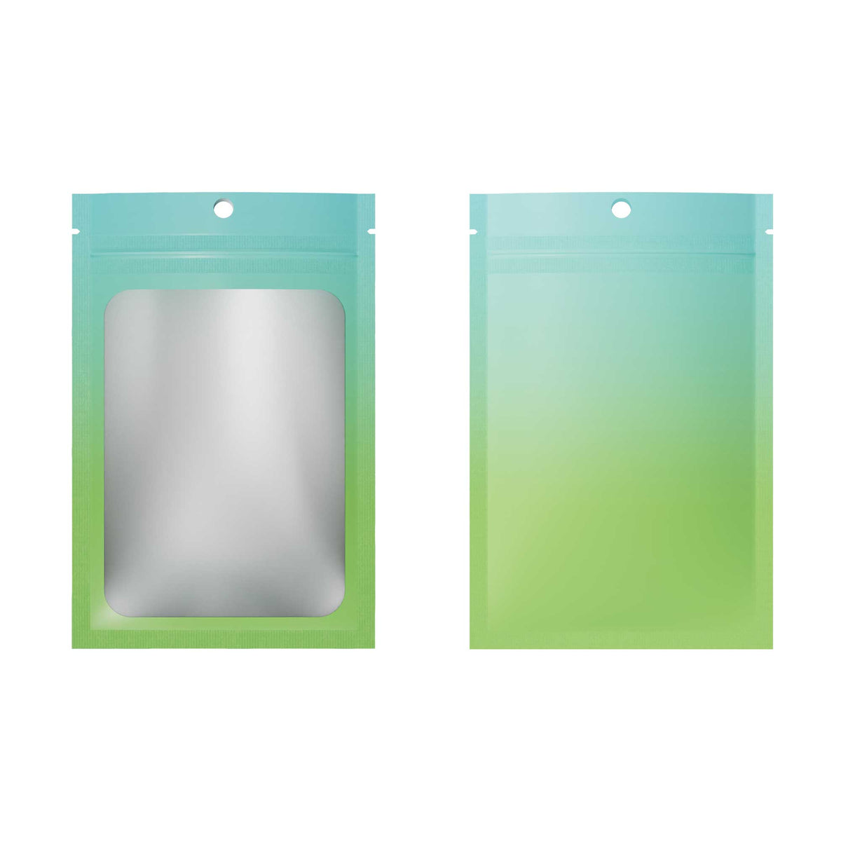 Customizable Matte Gradient Flat Zipper Seal Bags with Translucent Window and Hang Hole (Basic Printing)