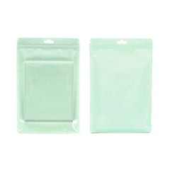 Reusable Flat Zipper Seal Bags – Glossy Half Mantis Green Polypropylene with Window & Butterfly Hang Hole