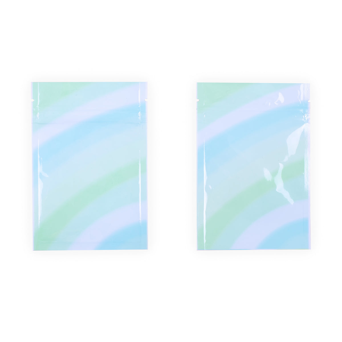 Reusable Flat Zipper Seal Bags – Glossy Double-Sided Mint Chip Green Ombre Gradient Mylar
