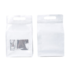 Smooth Matte Winter White Side Gusset Stand Strong® Bags with Die Cut Handles