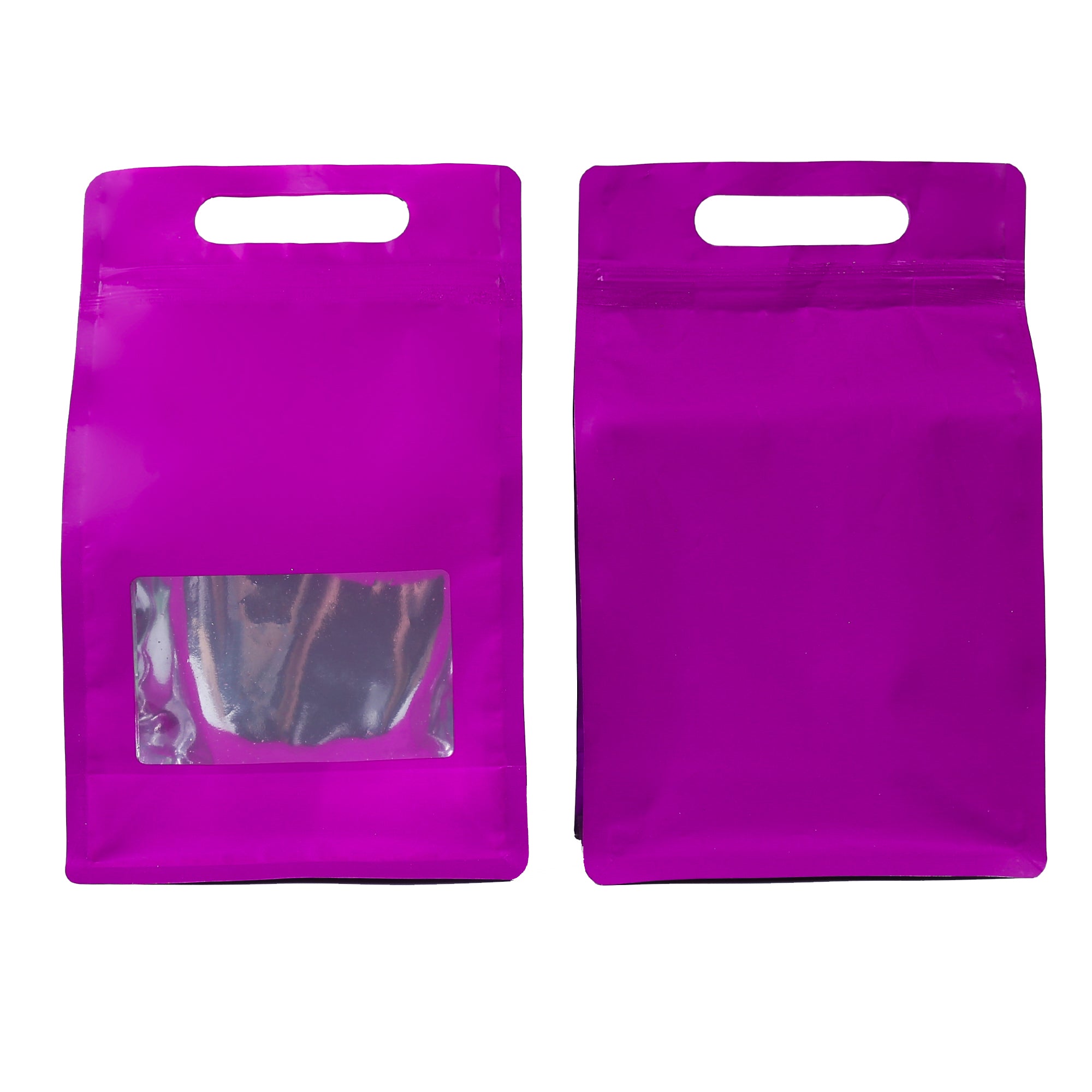 Smooth Matte Acai Purple Side Gusset Stand Strong® Bags with Die Cut Handles
