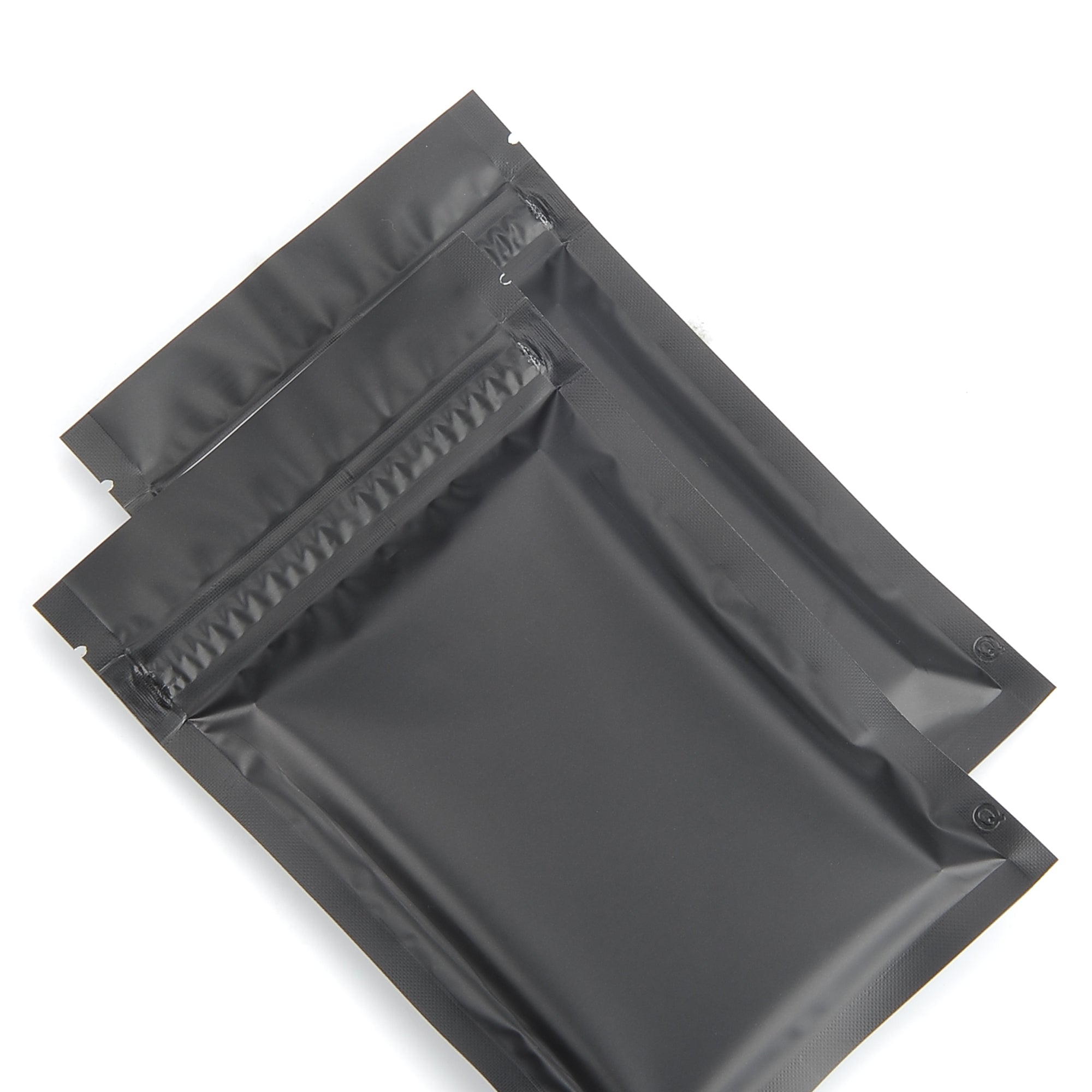 Matte Foggy Night Black Mylar Foil Flat Double Zipper Bags