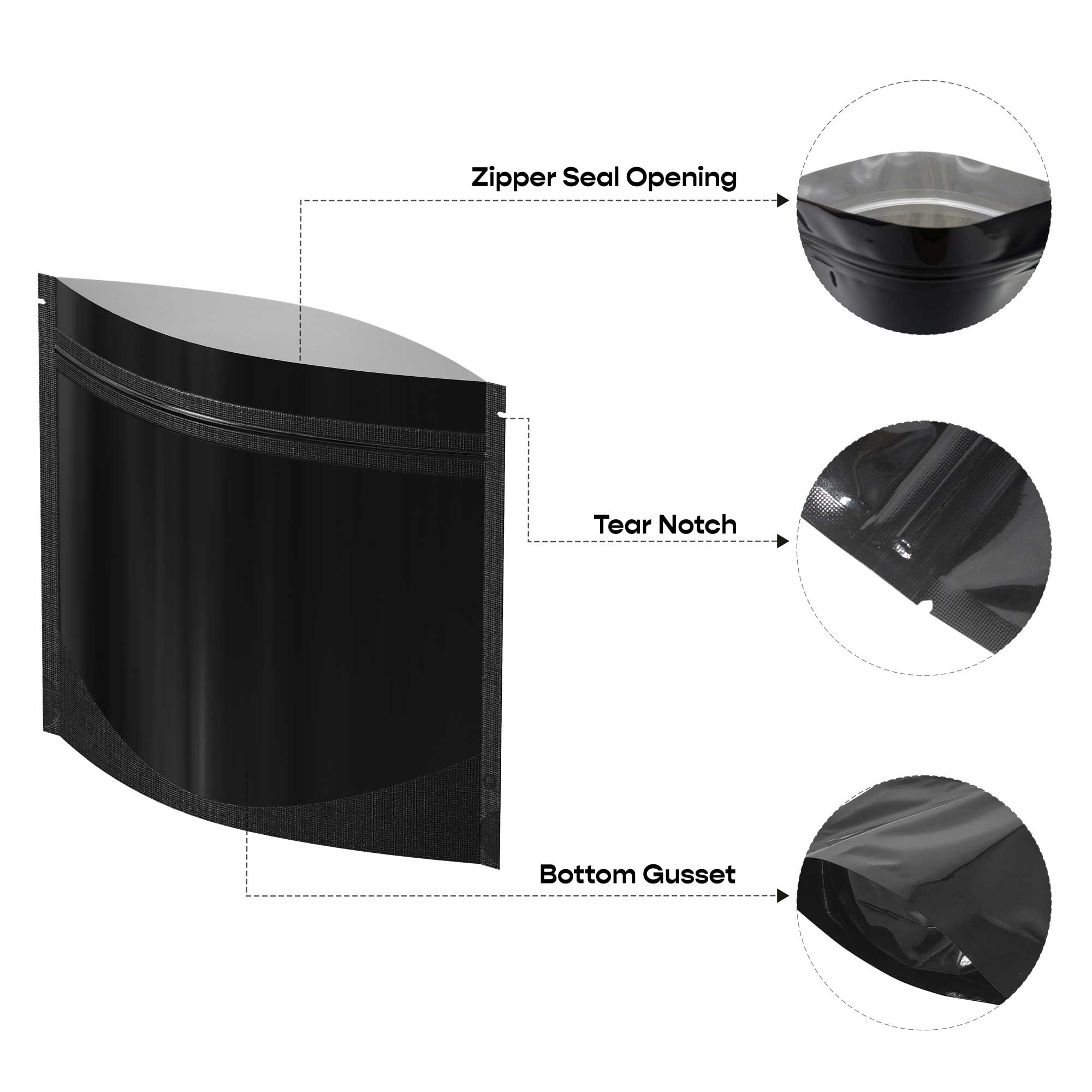 Customizable Double-Sided Glossy Horizontal Mylar Stand Up Zipper Seal Bags (Basic Printing)