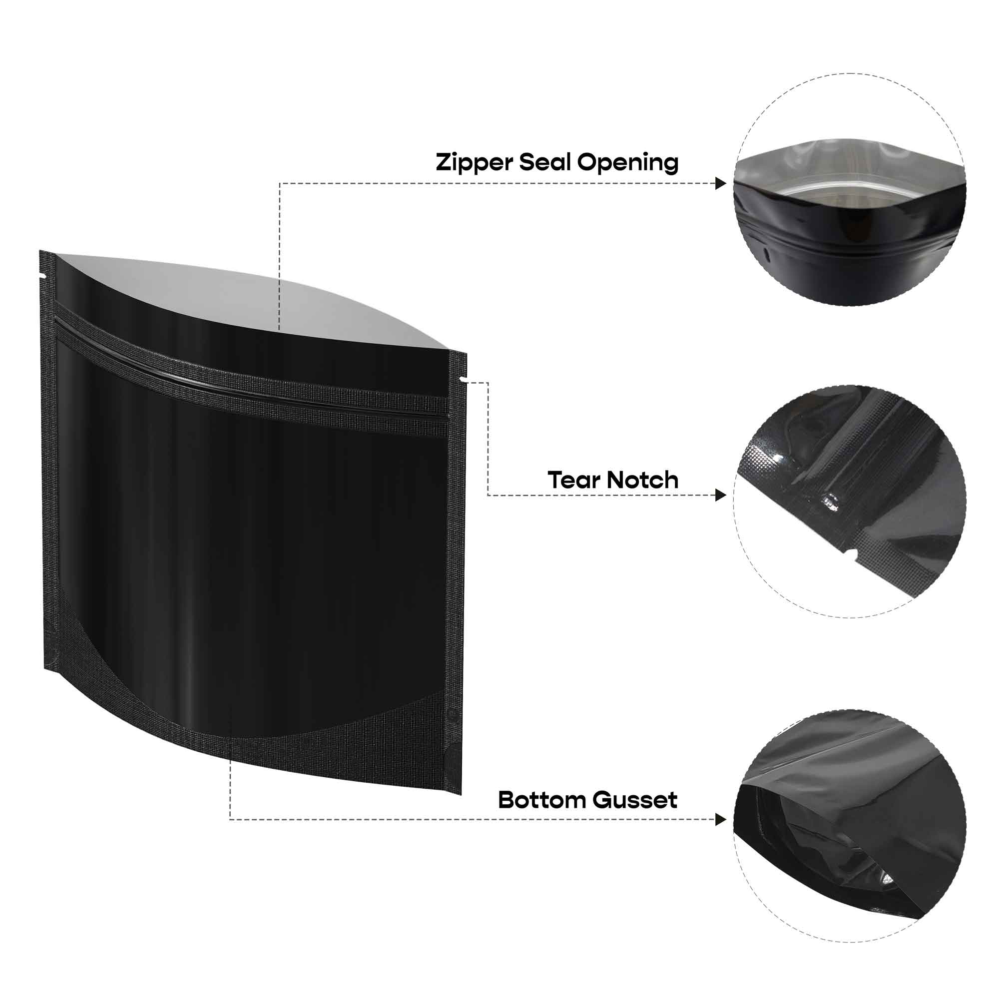 Customizable Double-Sided Glossy Horizontal Mylar Stand Up Zipper Seal Bags (Full Customization)